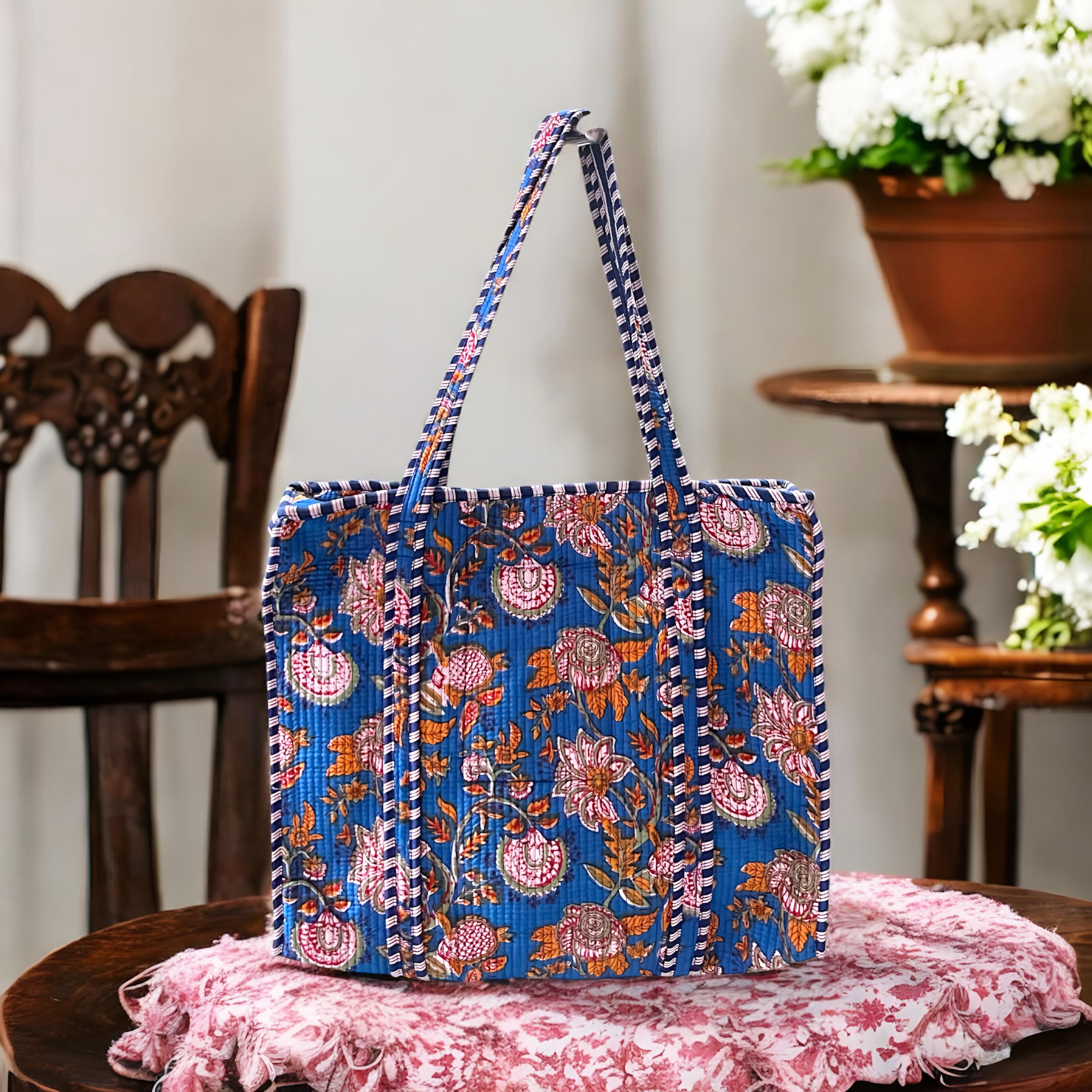 Pure cotton quilted tote bags (18x18 inches)