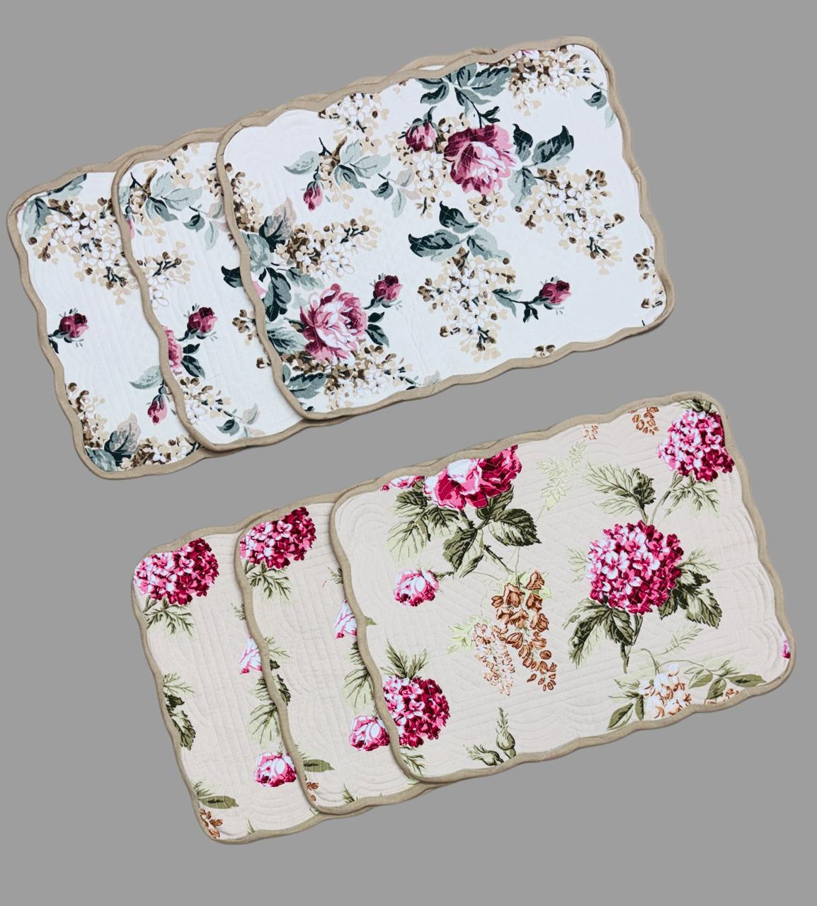 Pure cotton quilted dining table placemats (set of 6)