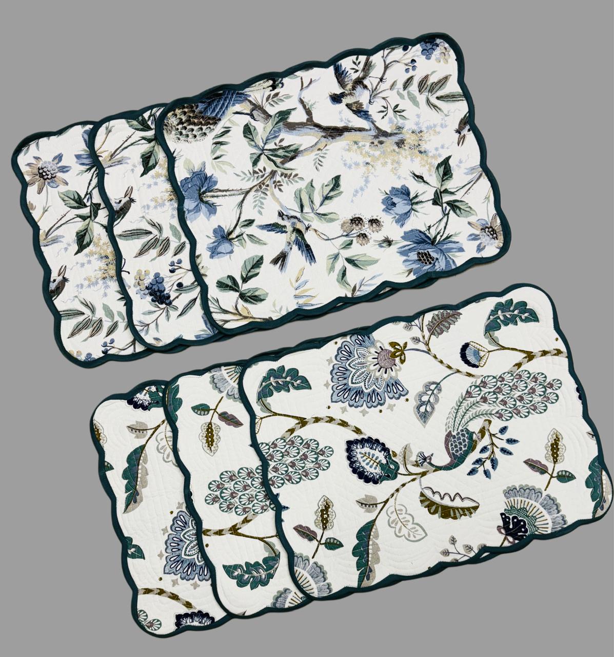 Pure cotton quilted dining table placemats (set of 6)
