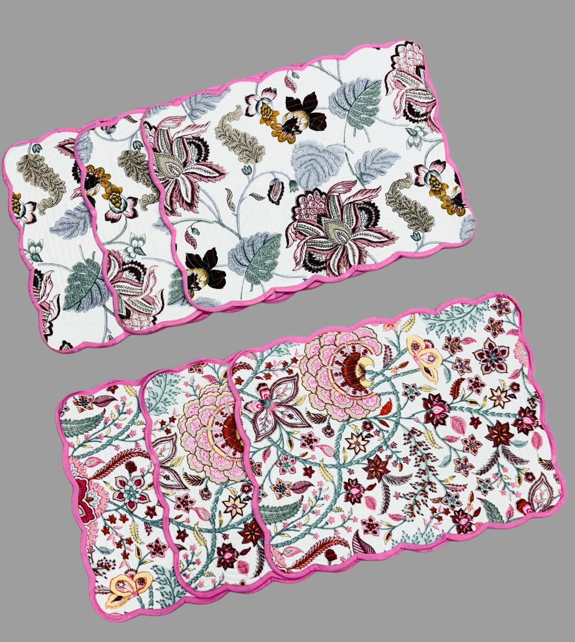 Pure cotton quilted dining table placemats (set of 6)