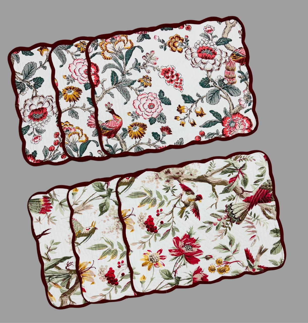 Pure cotton quilted dining table placemats (set of 6)
