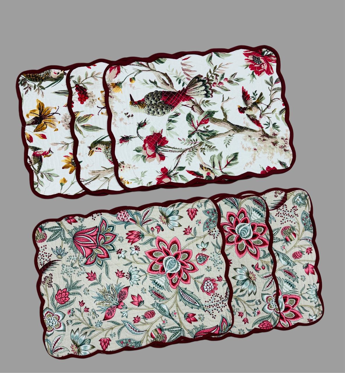 Pure cotton quilted dining table placemats (set of 6)