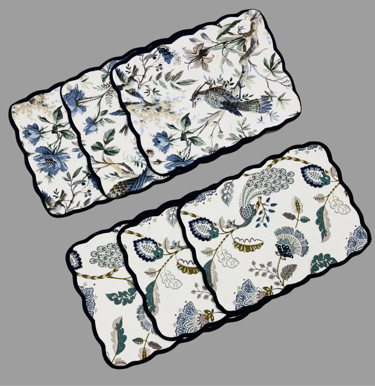 Pure cotton quilted dining table placemats (set of 6)