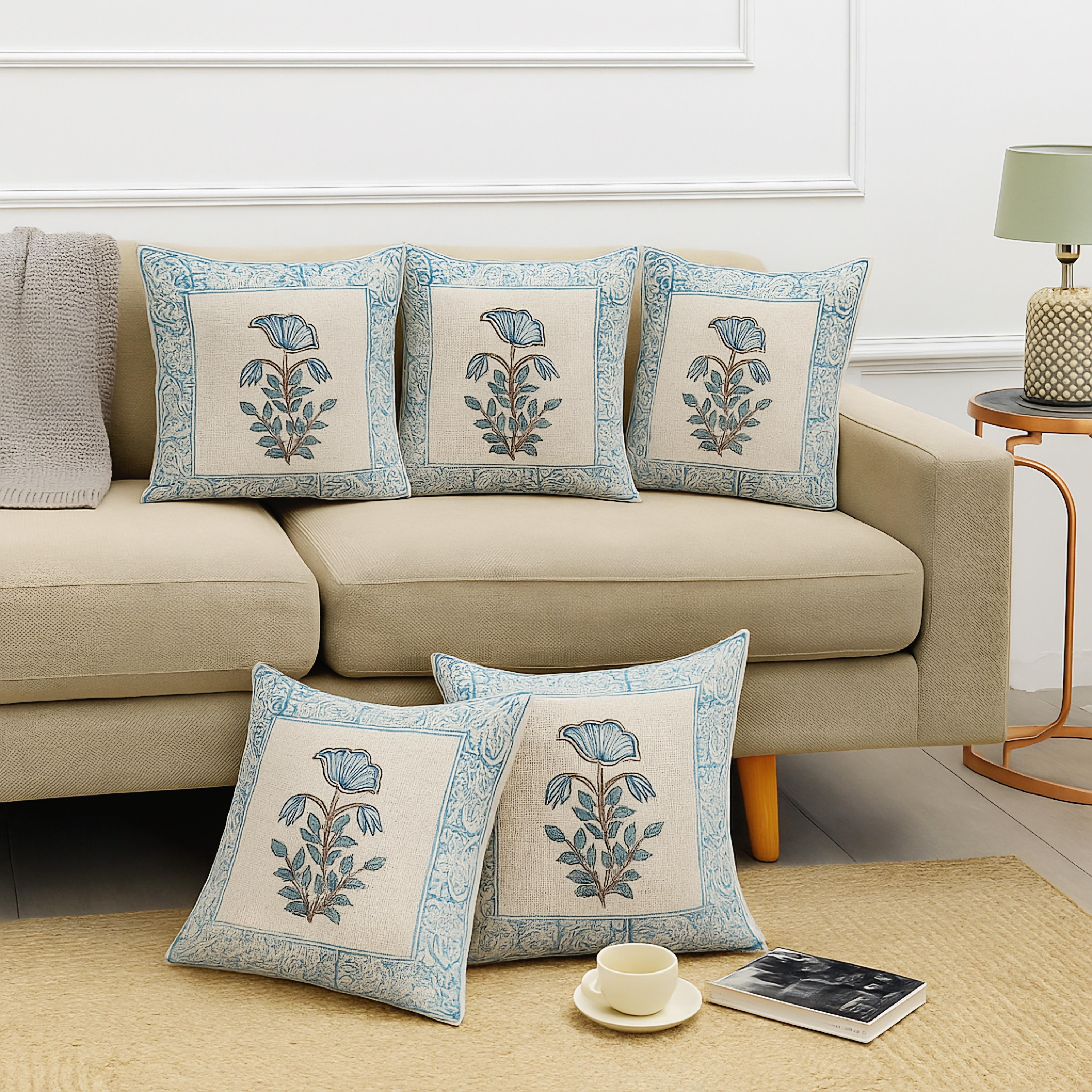 Pure tnt cotton cushion covers 16x16 inches (set of 5)