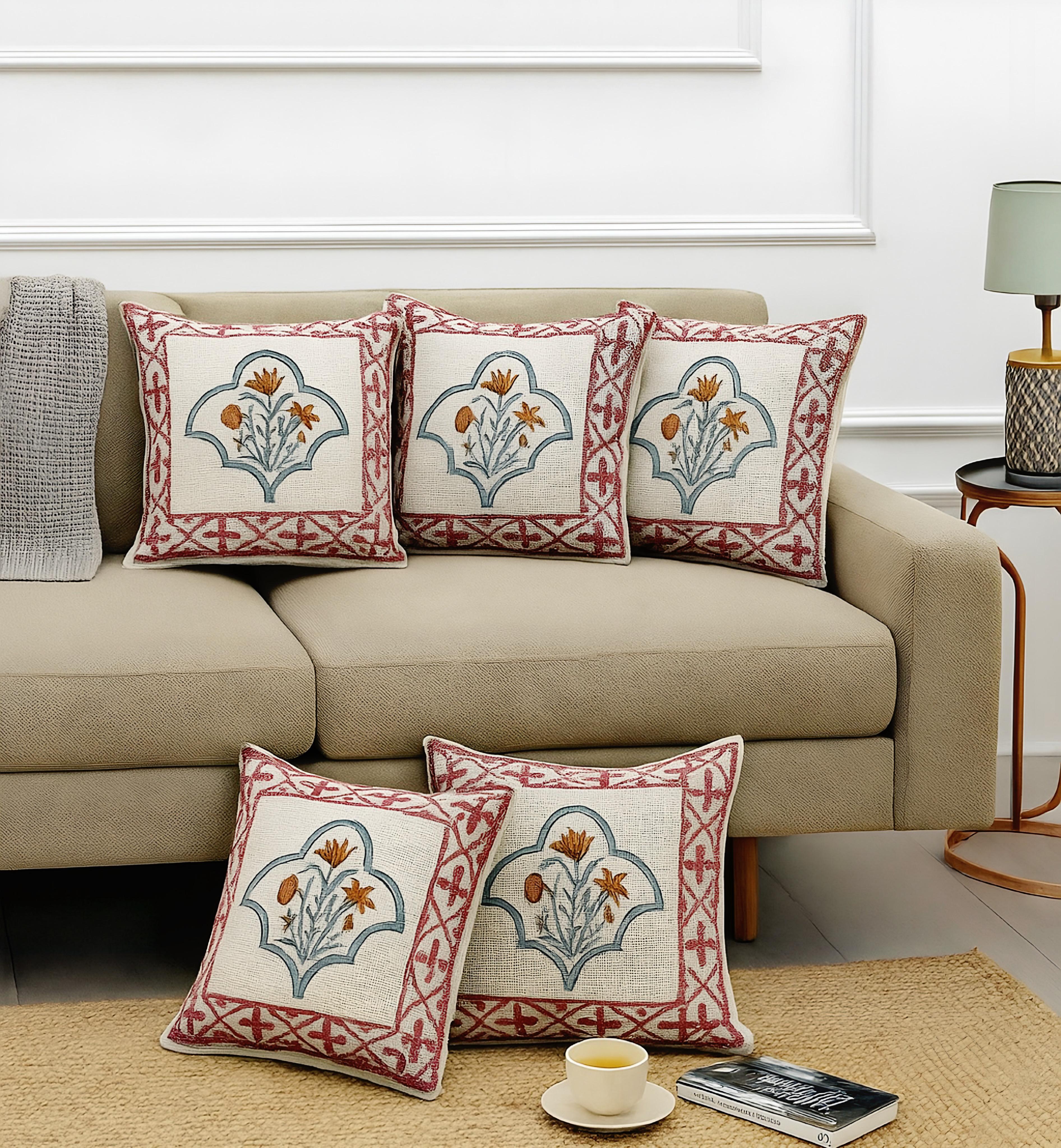 Pure tnt cotton cushion covers 16x16 inches (set of 5)