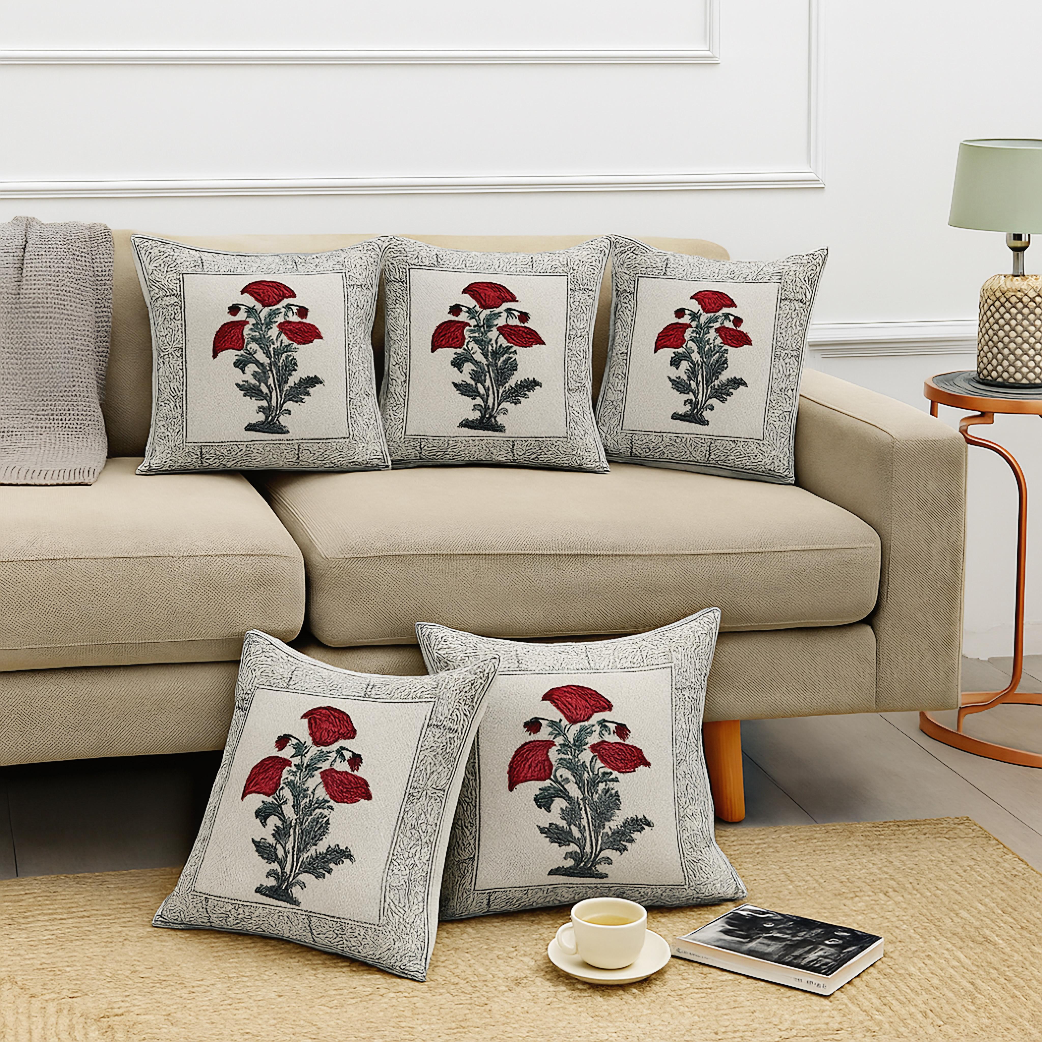 Pure tnt cotton cushion covers 16x16 inches (set of 5)