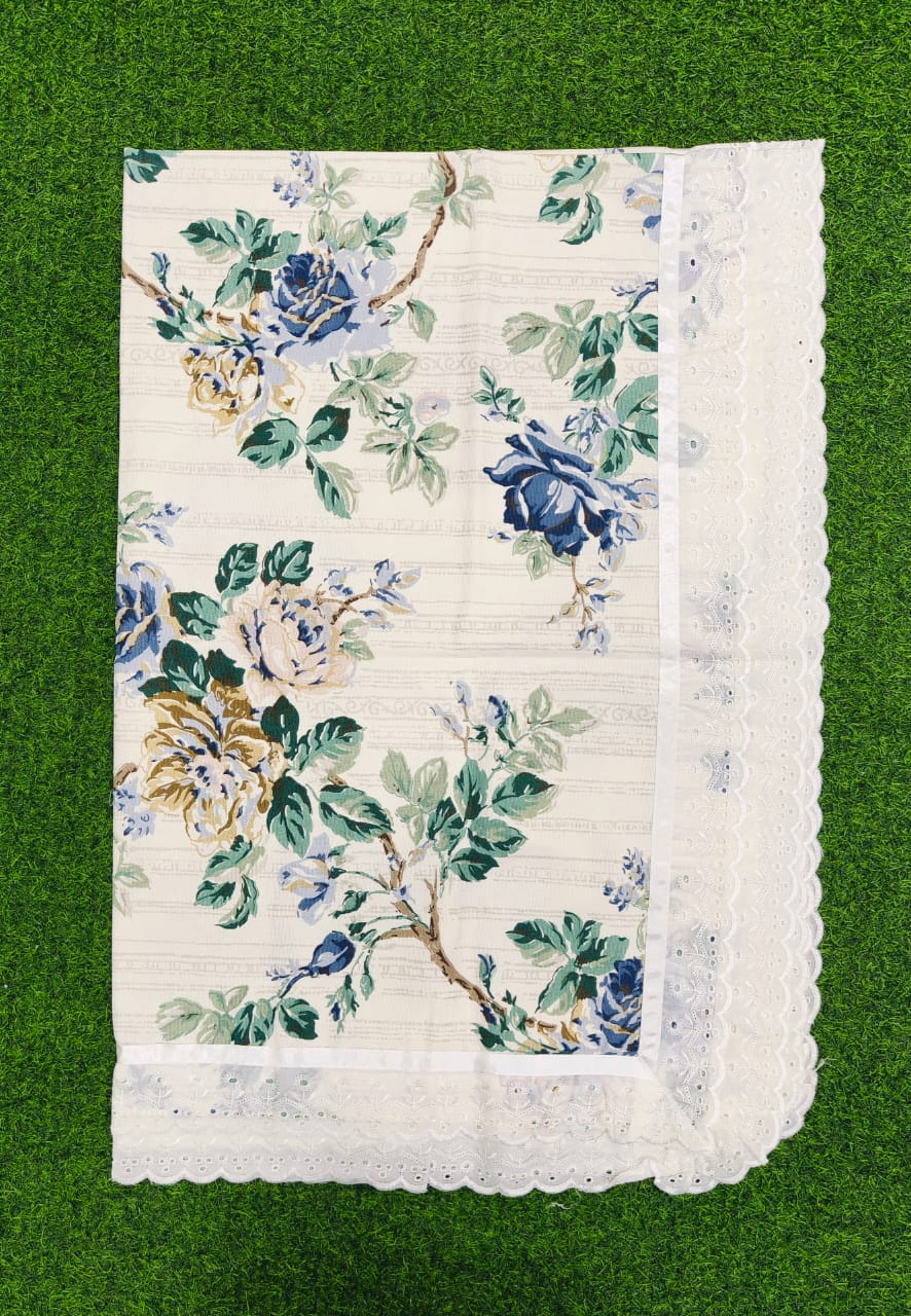 Pure cotton laced table covers for 6 seater dining tables (60x90 inches)