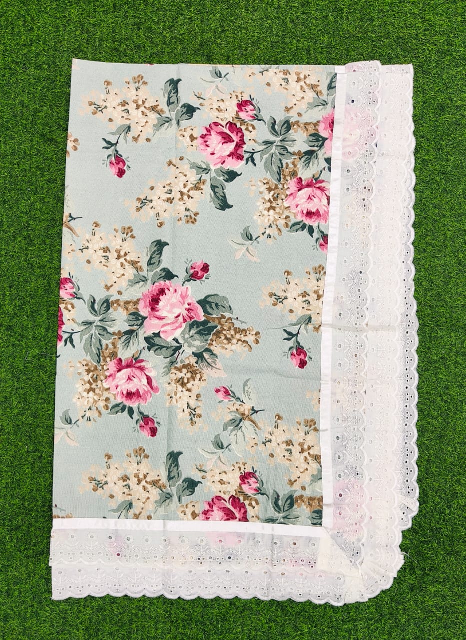 Pure cotton laced table covers for 6 seater dining tables (60x90 inches)