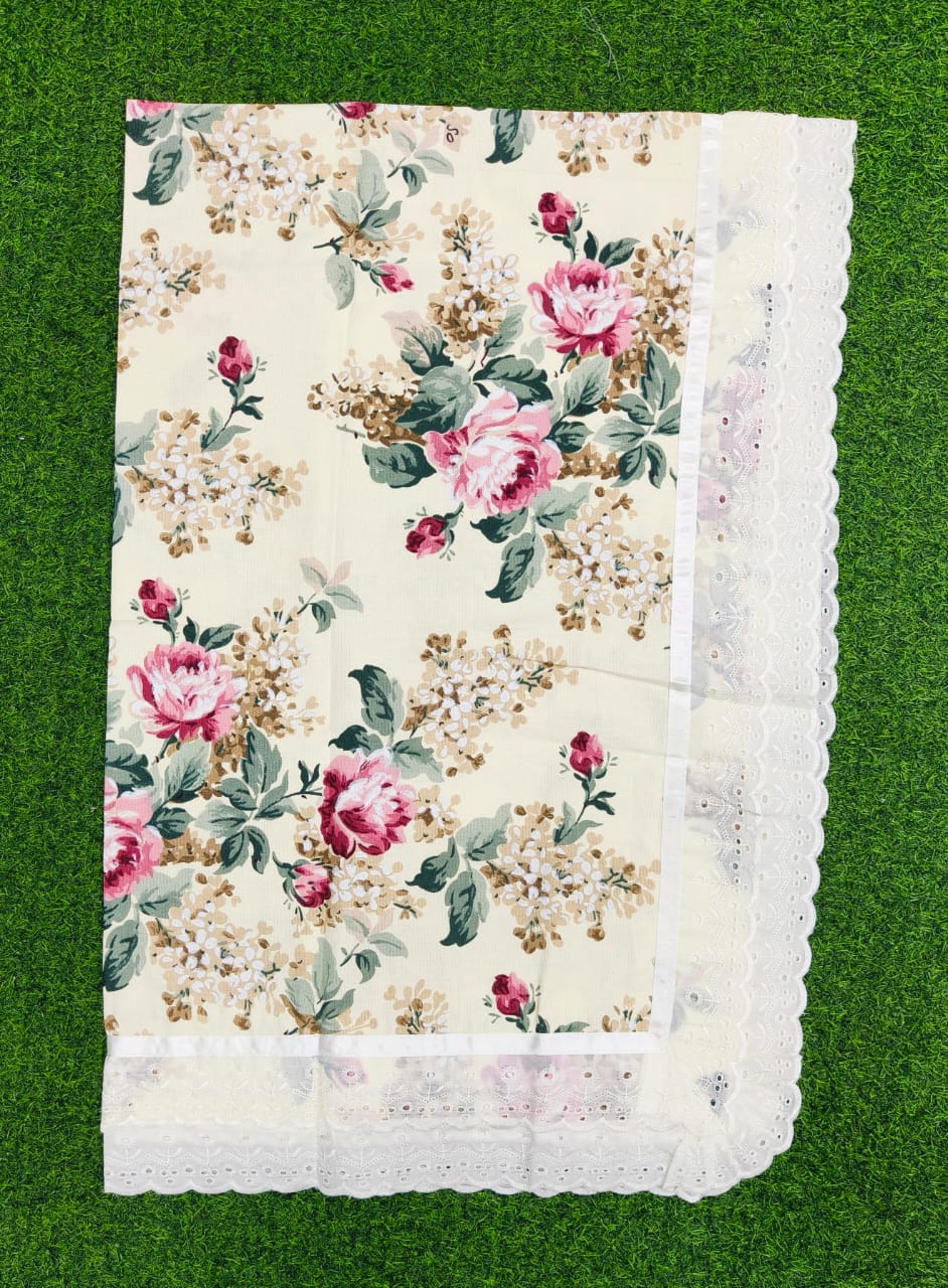 Pure cotton laced table covers for 6 seater dining tables (60x90 inches)