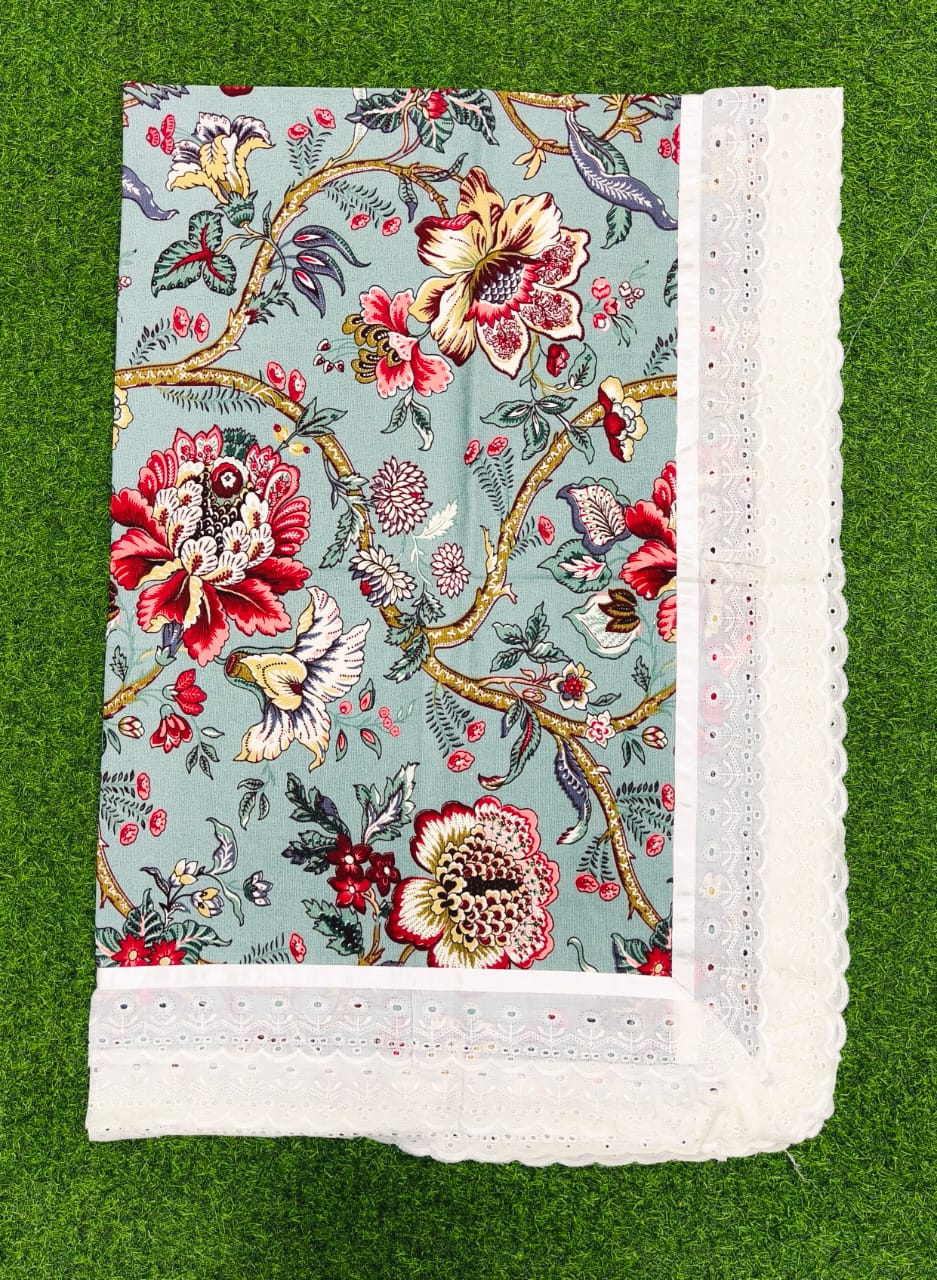 Pure cotton laced table covers for 6 seater dining tables (60x90 inches)