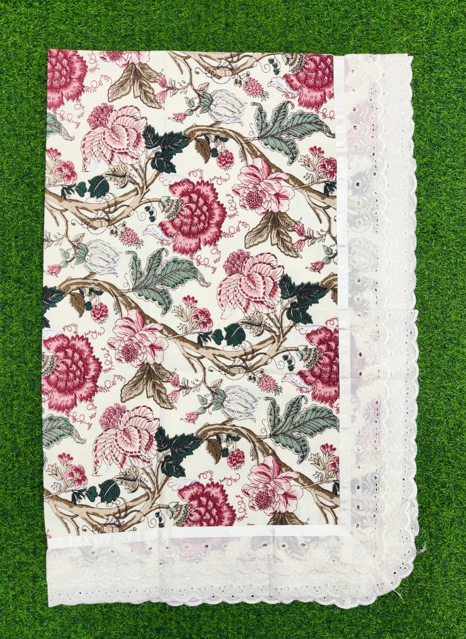 Pure cotton laced table covers for 6 seater dining tables (60x90 inches)