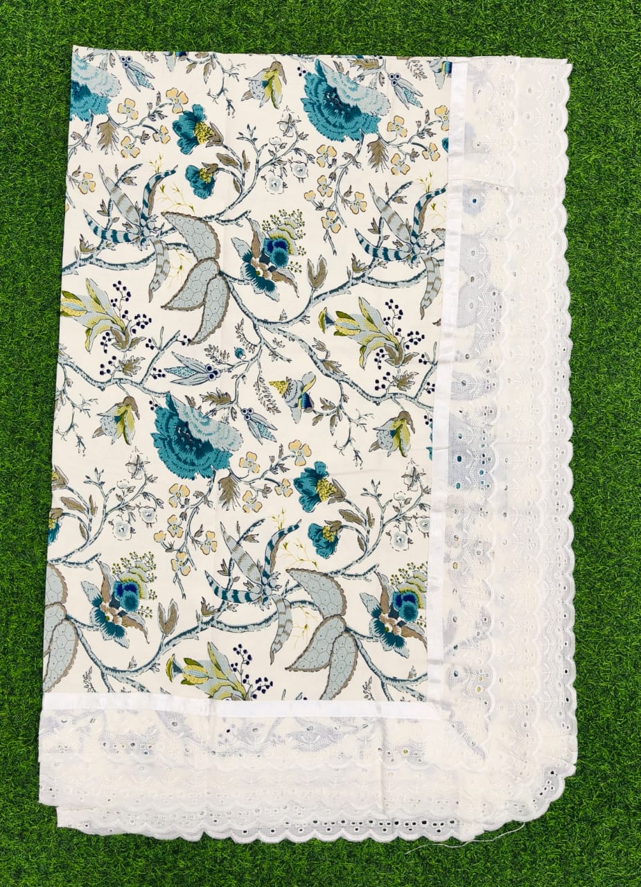 Pure cotton laced table covers for 6 seater dining tables (60x90 inches)