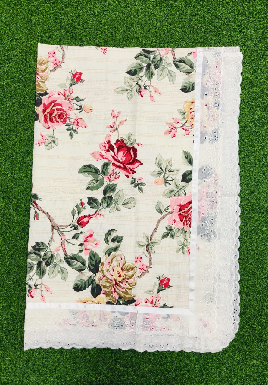 Pure cotton laced table covers for 6 seater dining tables (60x90 inches)