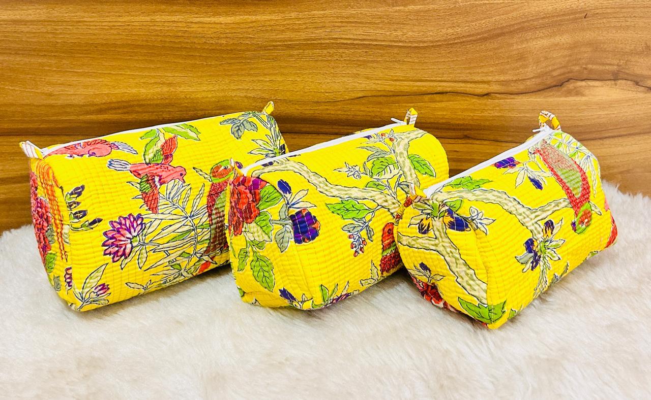 Pure cotton set of 3 travel pouches