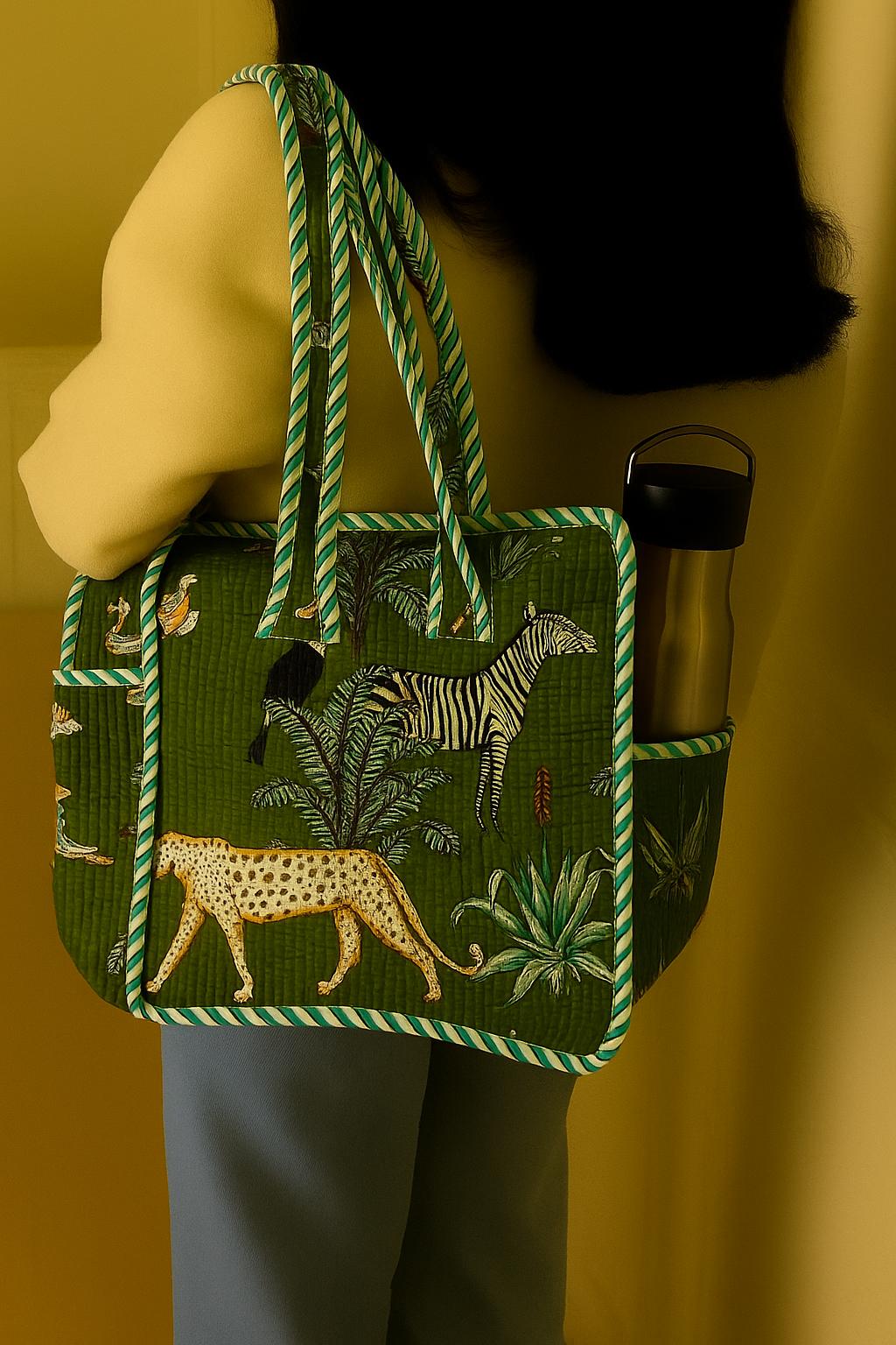 Pure cotton quilted small bags with side pocket (13x13 inches)