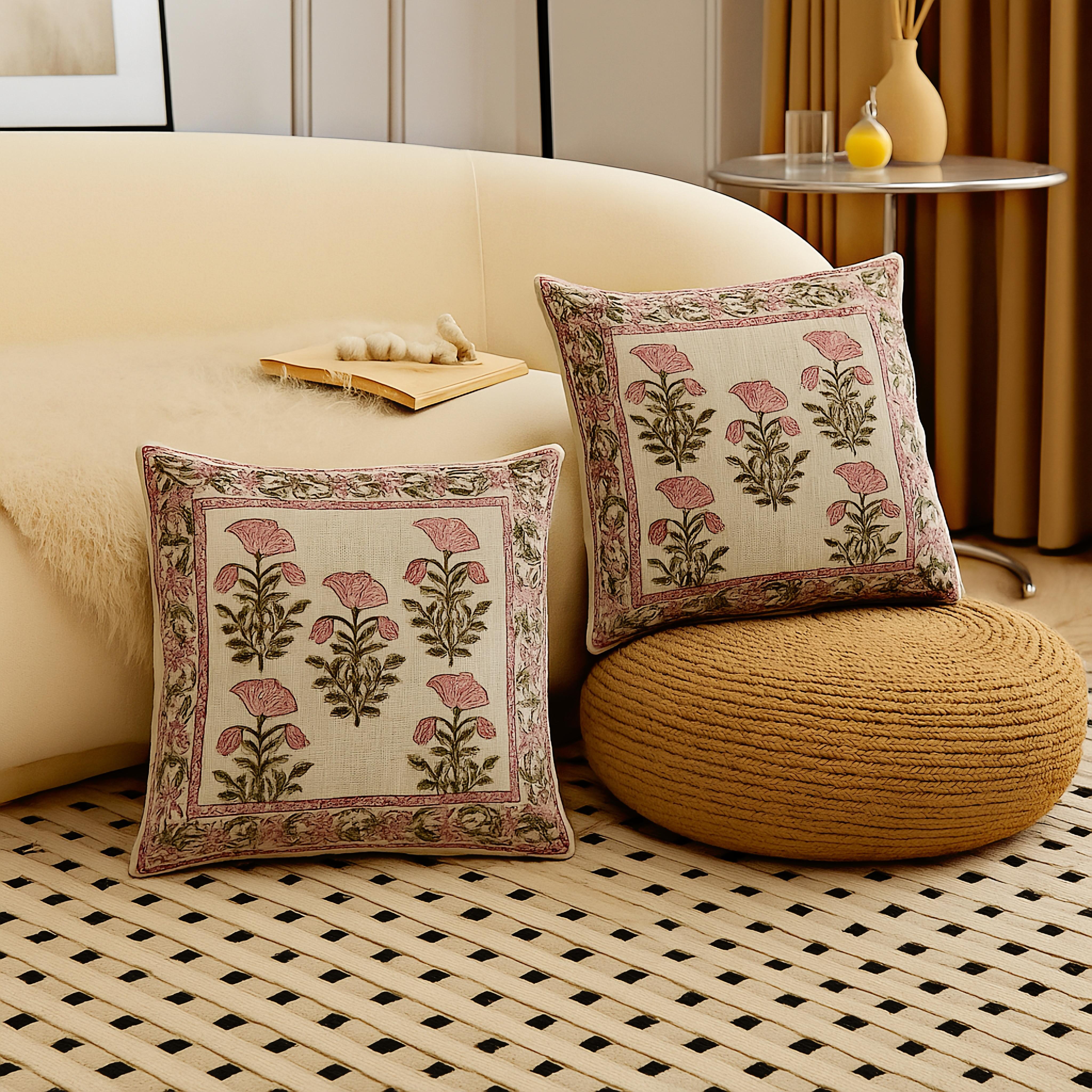Pure cotton tnt jute textured large cushion covers - set of 2 (24x24 inches)