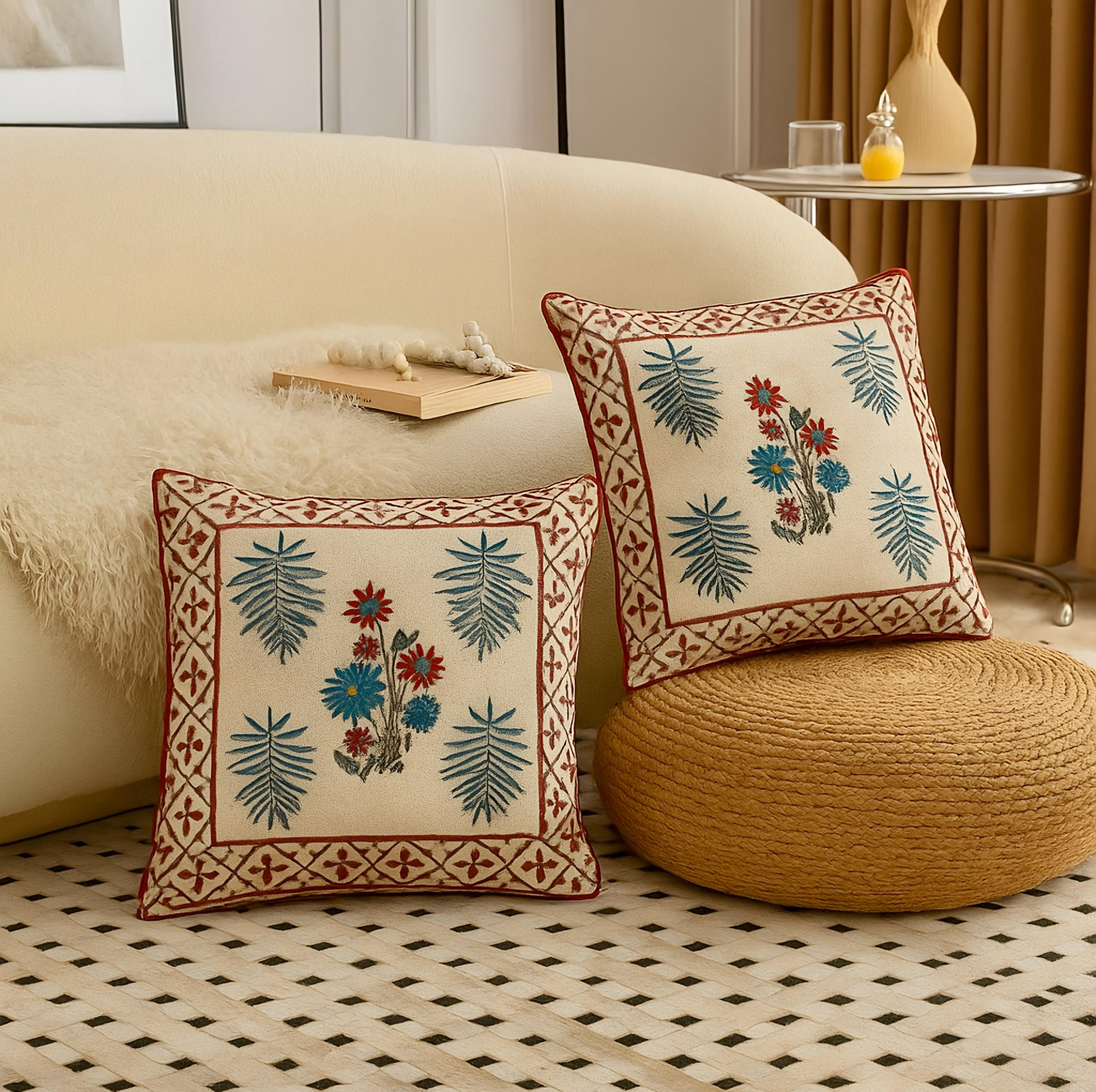 Pure cotton tnt jute textured large cushion covers - set of 2 (24x24 inches)