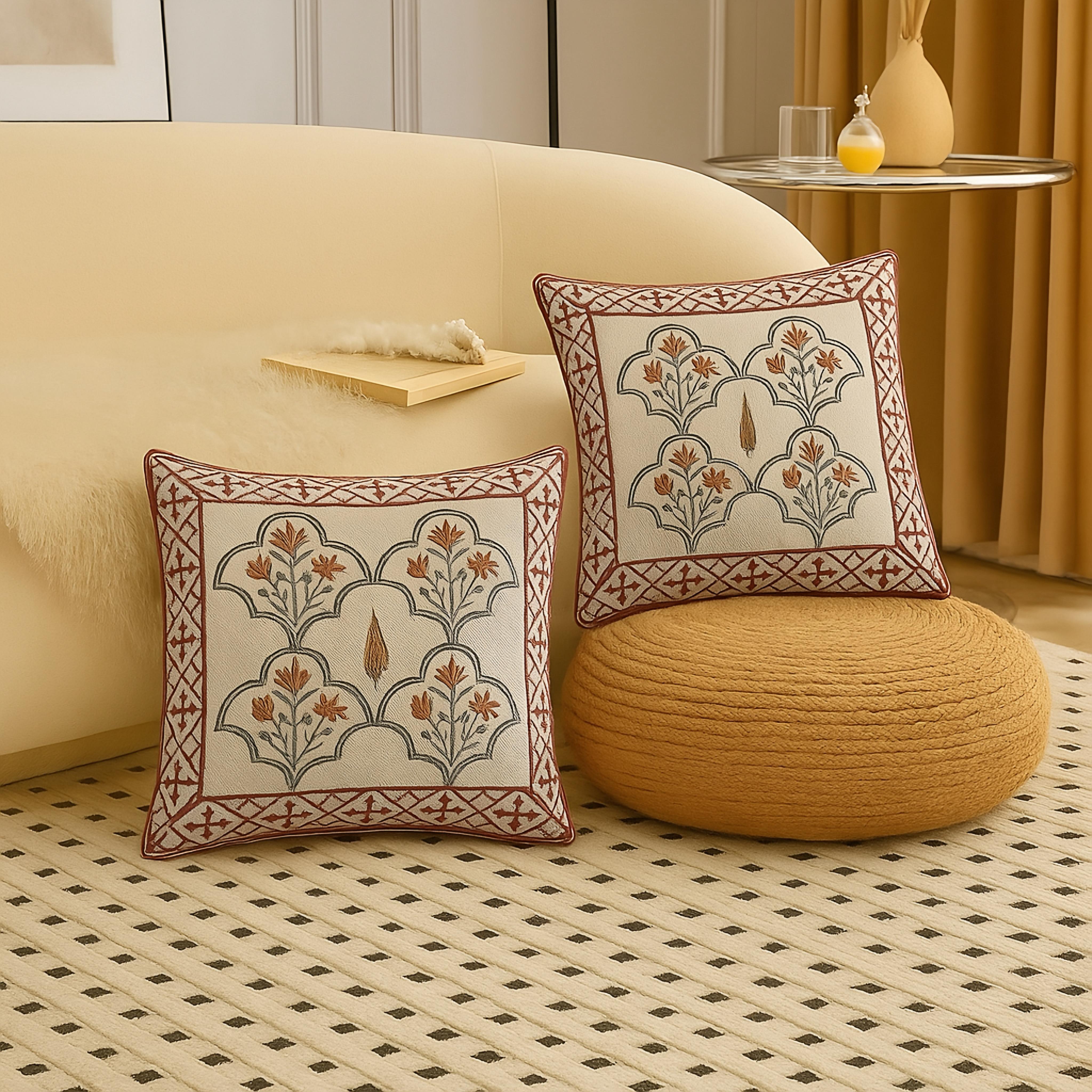 Pure cotton tnt jute textured large cushion covers - set of 2 (24x24 inches)