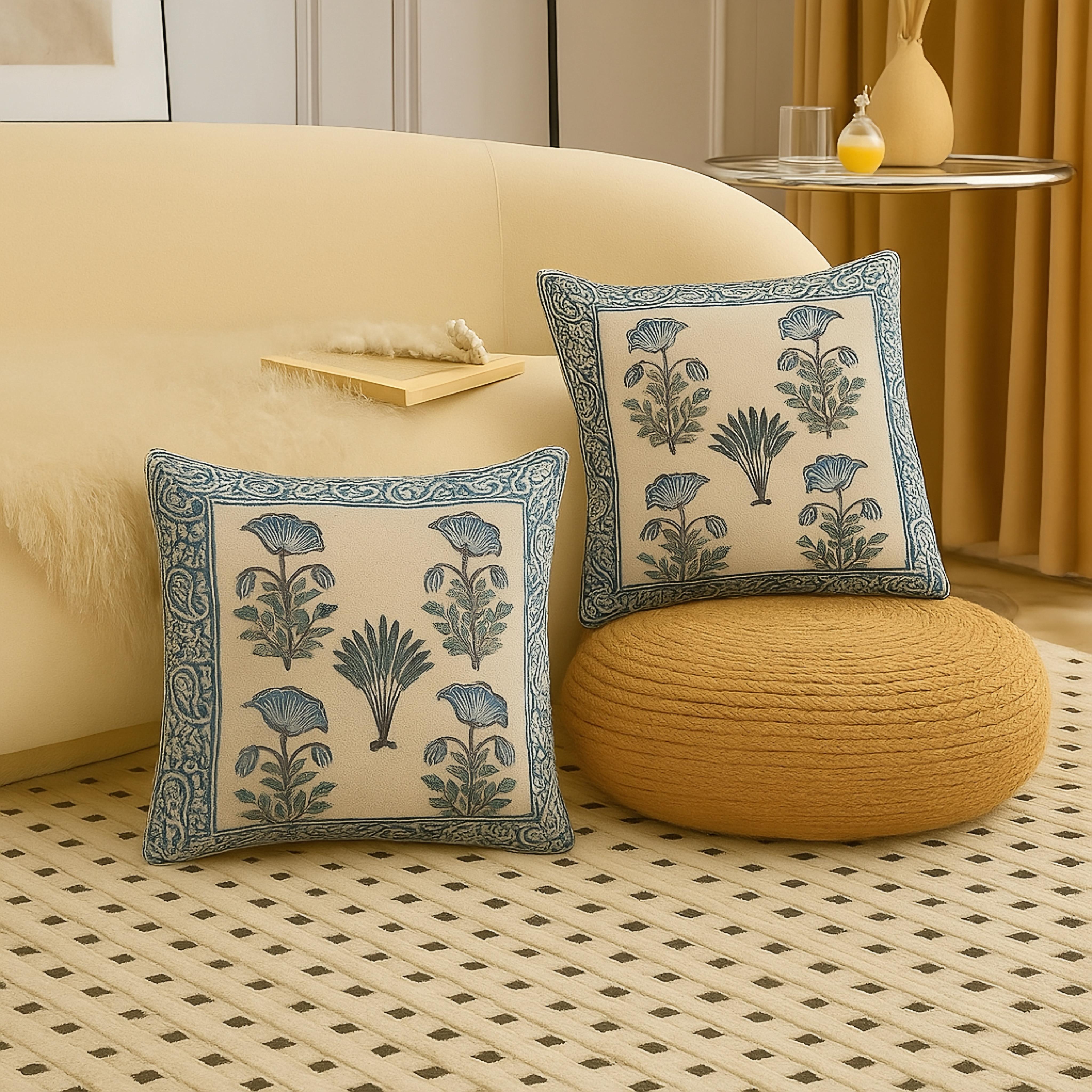 Pure cotton tnt jute textured large cushion covers - set of 2 (24x24 inches)