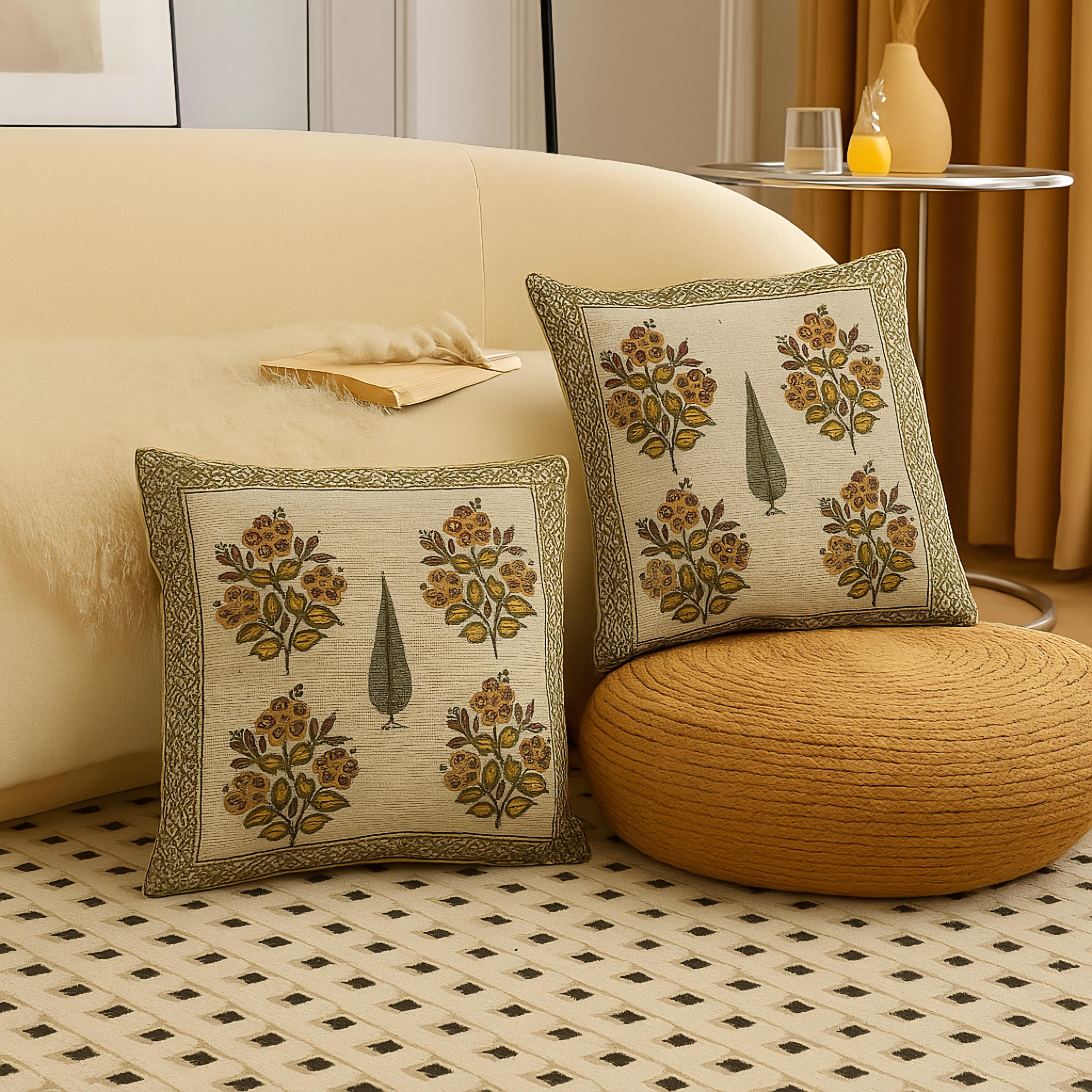 Pure cotton tnt jute textured large cushion covers - set of 2 (24x24 inches)