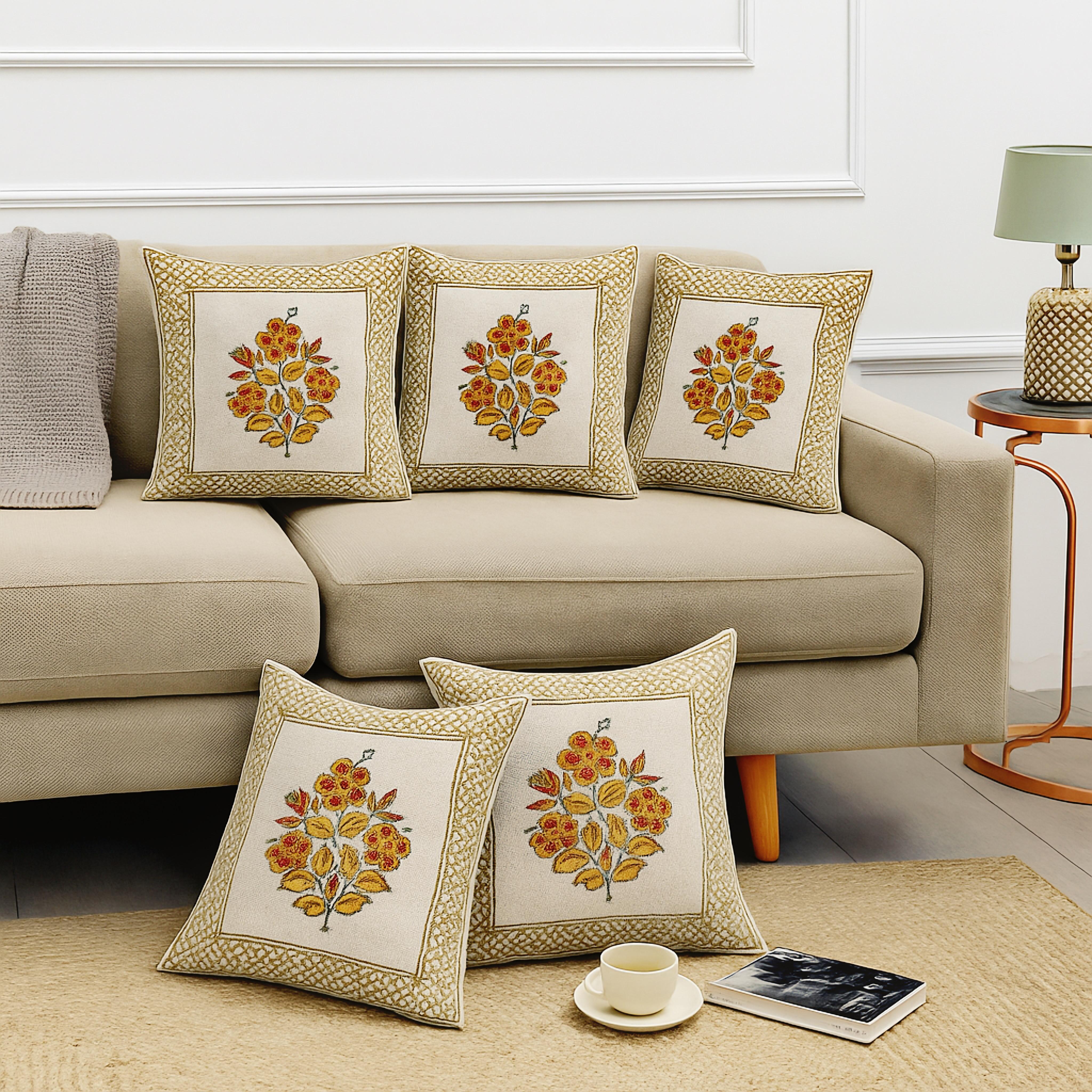 Pure tnt cotton cushion covers 16x16 inches (set of 5)
