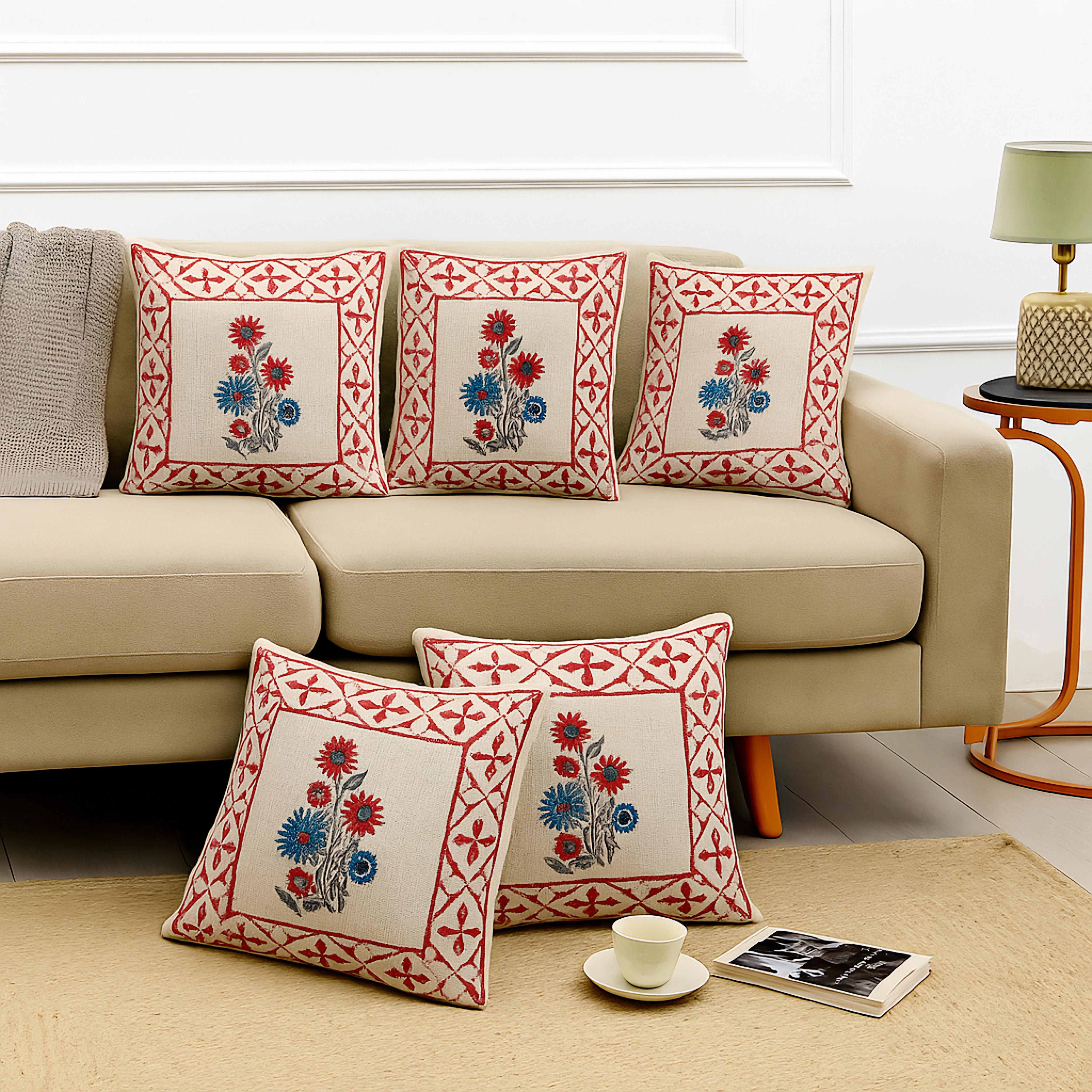 Pure tnt cotton cushion covers 16x16 inches (set of 5)