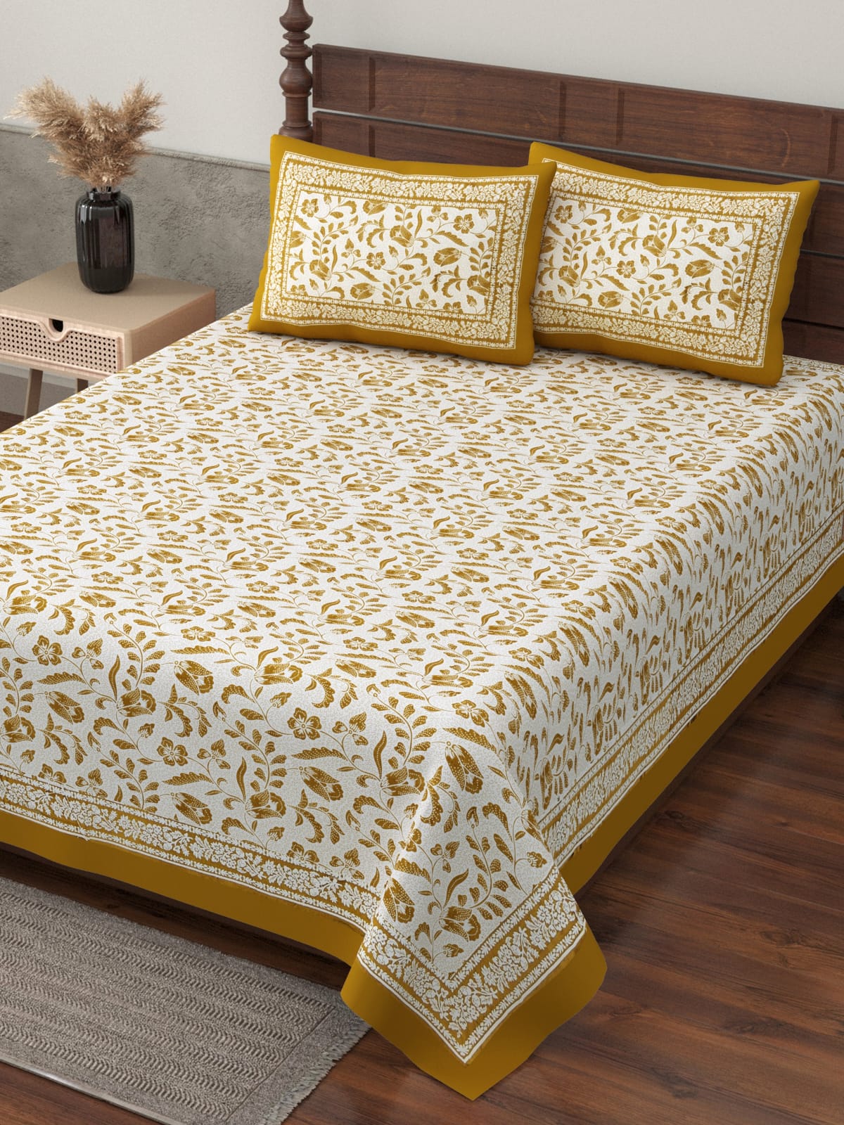 Pure cotton single bedsheet with 2 pillow covers (70x100 inches)