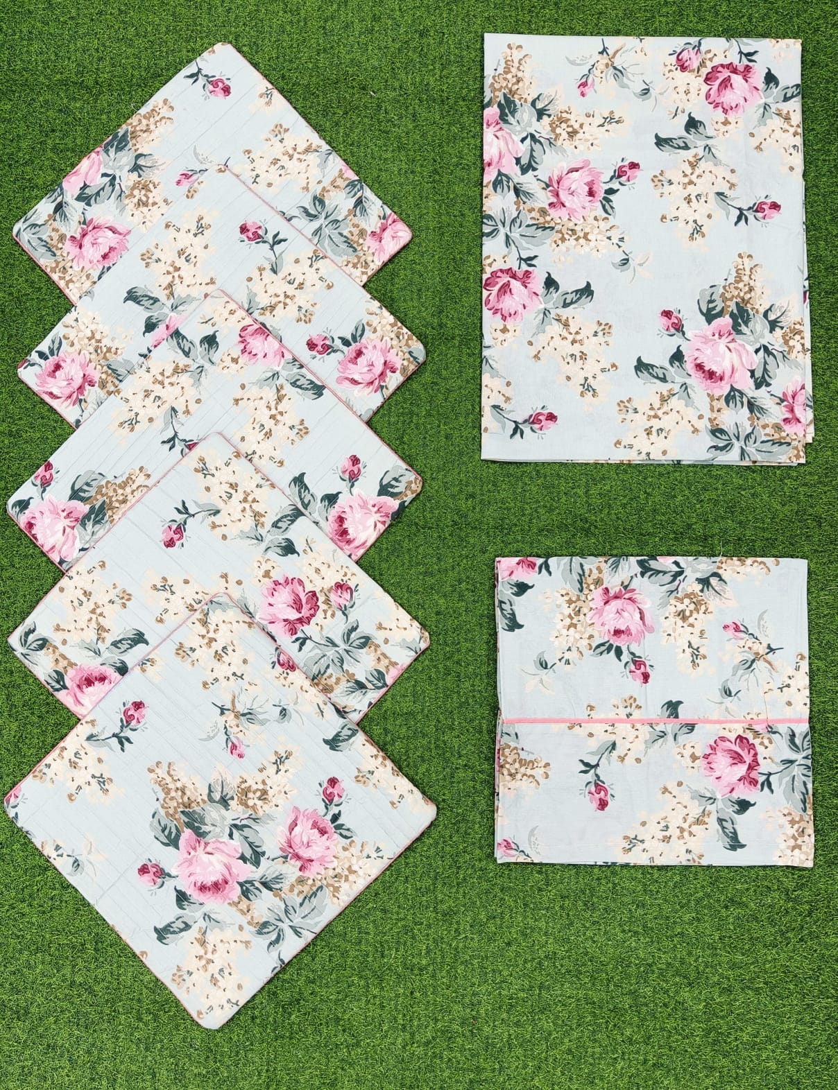 Pure cotton printed 8 piece diwan sets