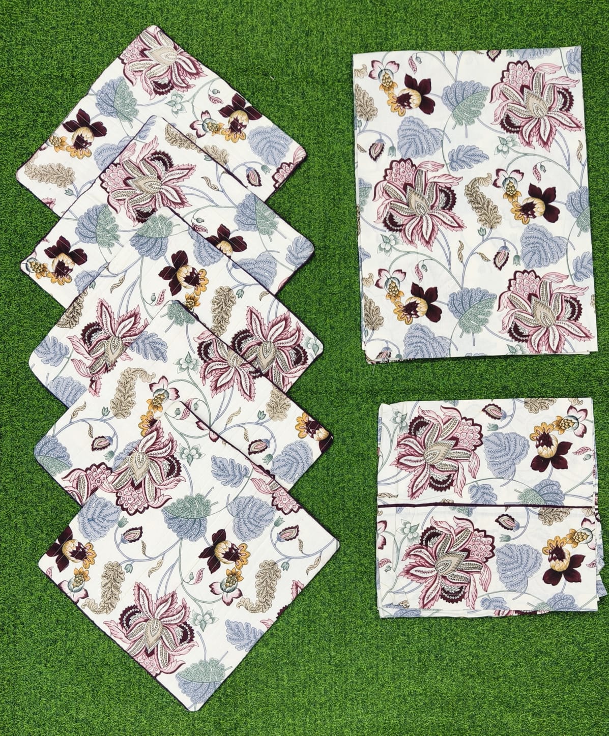 Pure cotton printed 8 piece traditional diwan sets