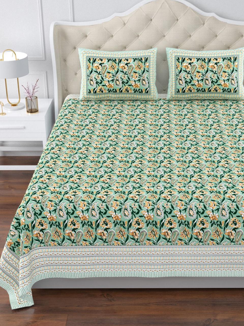 Pure cotton jumbo king size bedsheets with 2 pillow covers (120x120 inches)