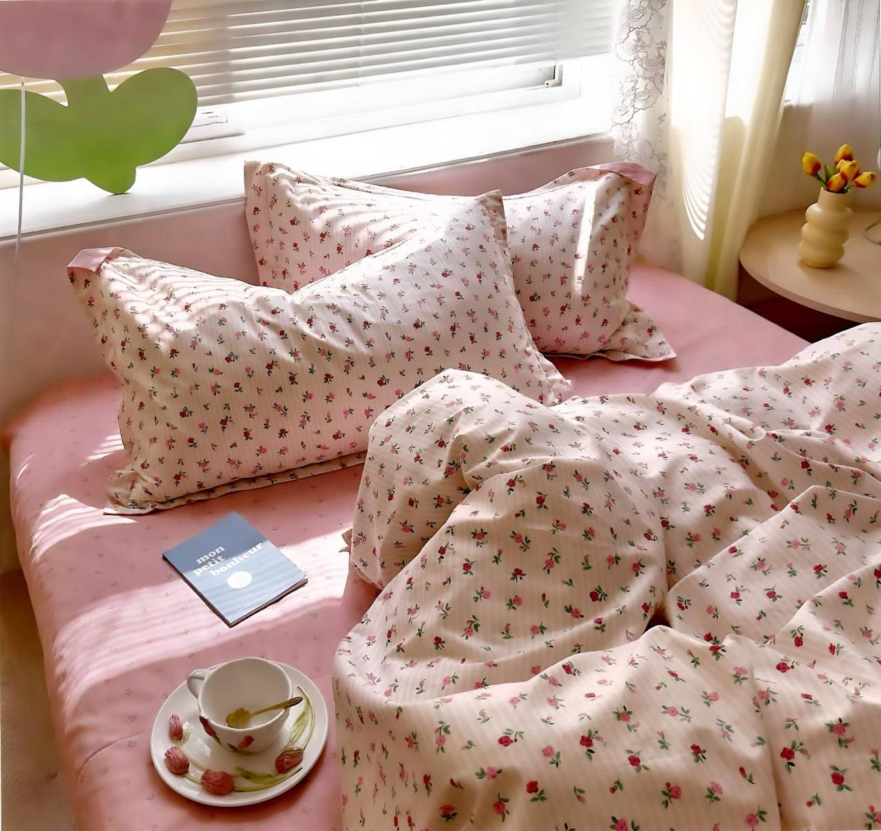 4 piece glacé cotton queen size comforter set (90x100 inches)