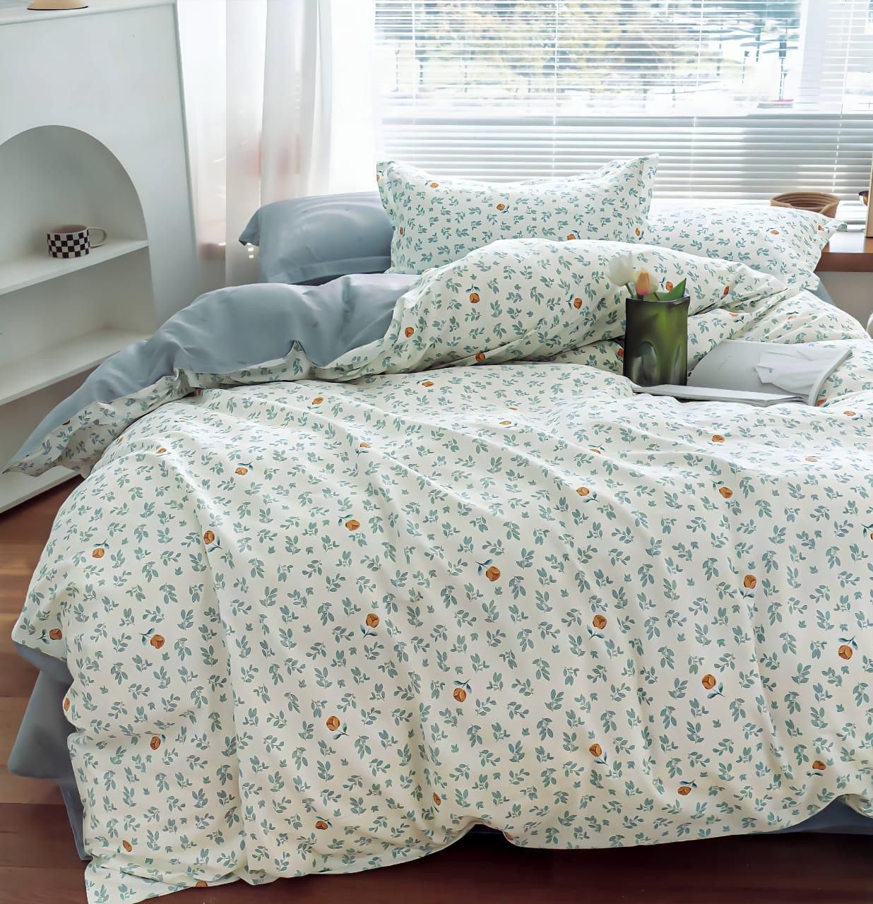 4 piece glacé cotton queen size comforter set (90x100 inches)