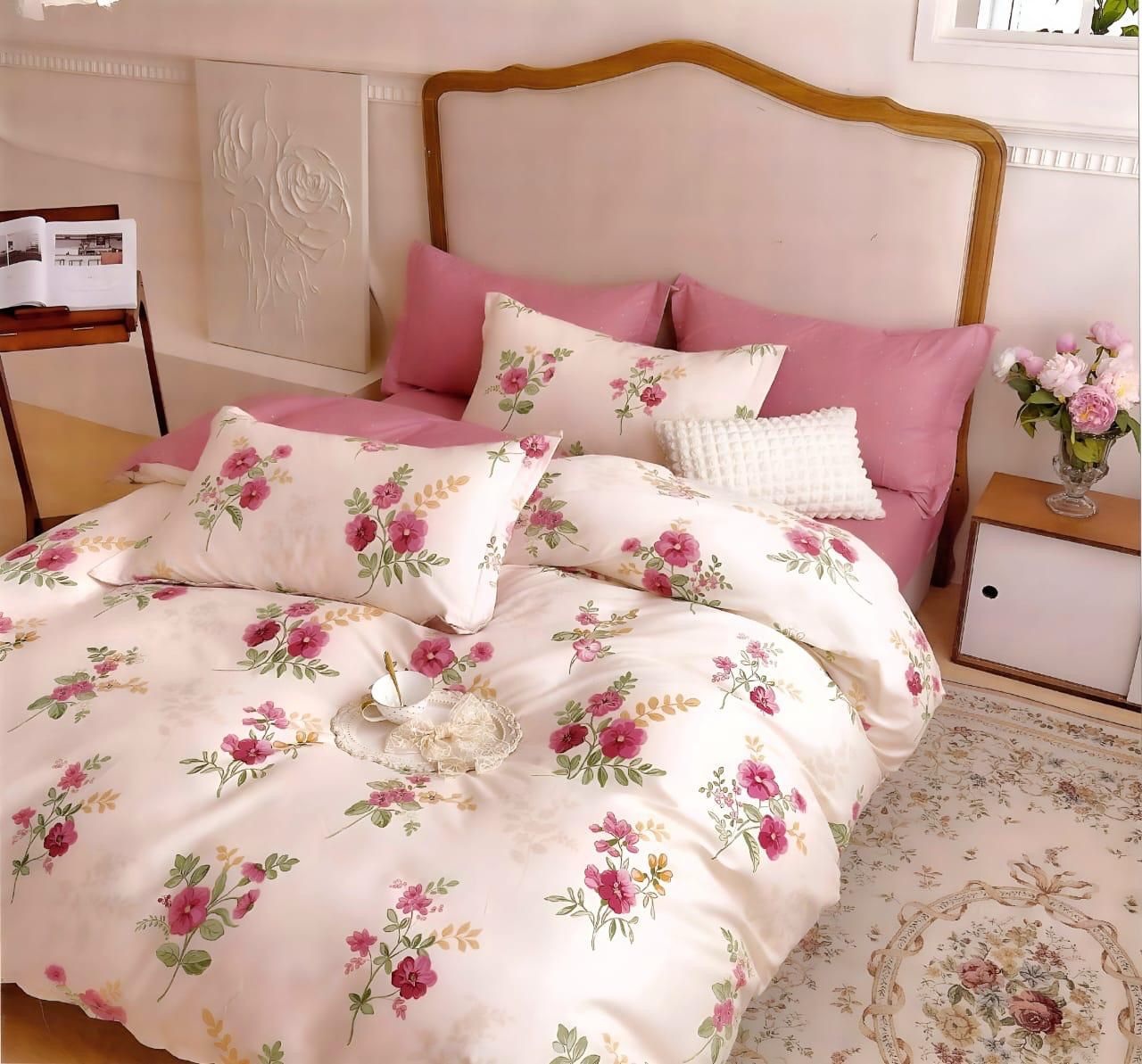 4 piece glacé cotton queen size comforter set (90x100 inches)