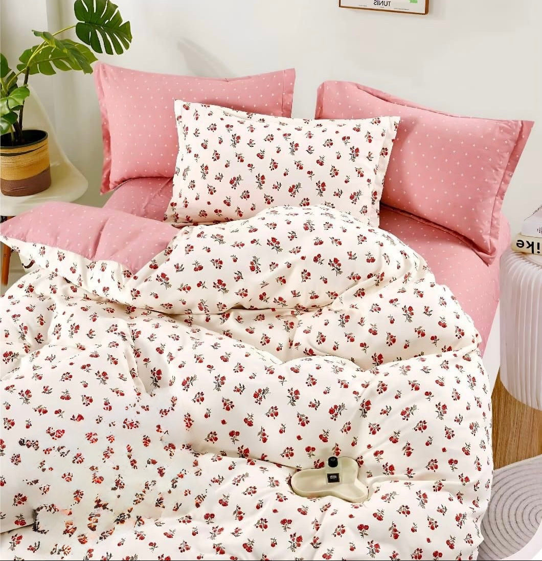 4 piece glacé cotton queen size comforter sets (90x108 inches)