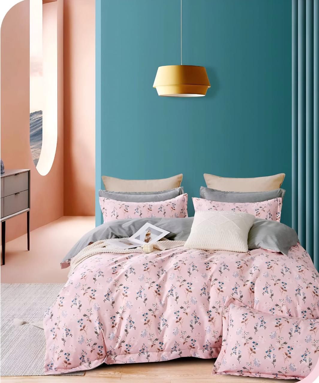 4 piece glacé cotton queen size comforter set (90x100 inches)