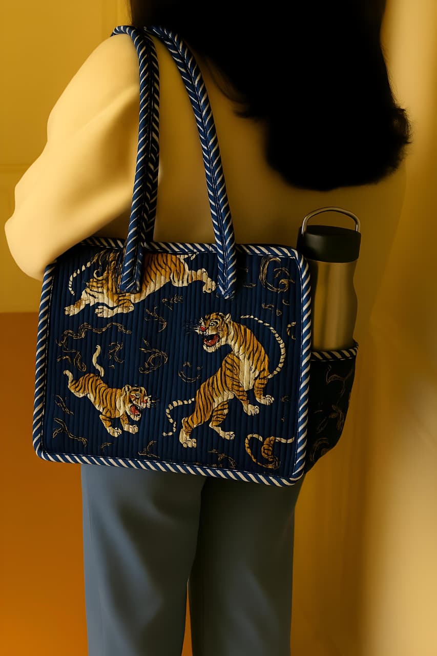 Pure cotton quilted small bags with side pocket (13x13 inches)