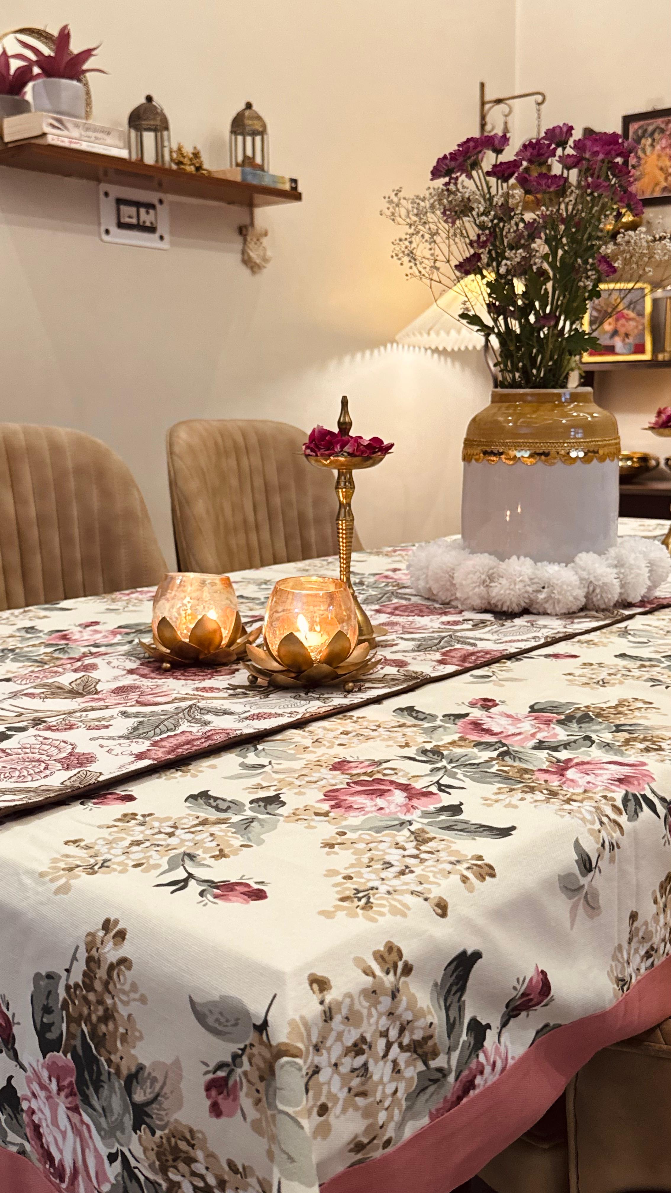 Pure casemate cotton 6 seater dining table cover (60x90 inches)