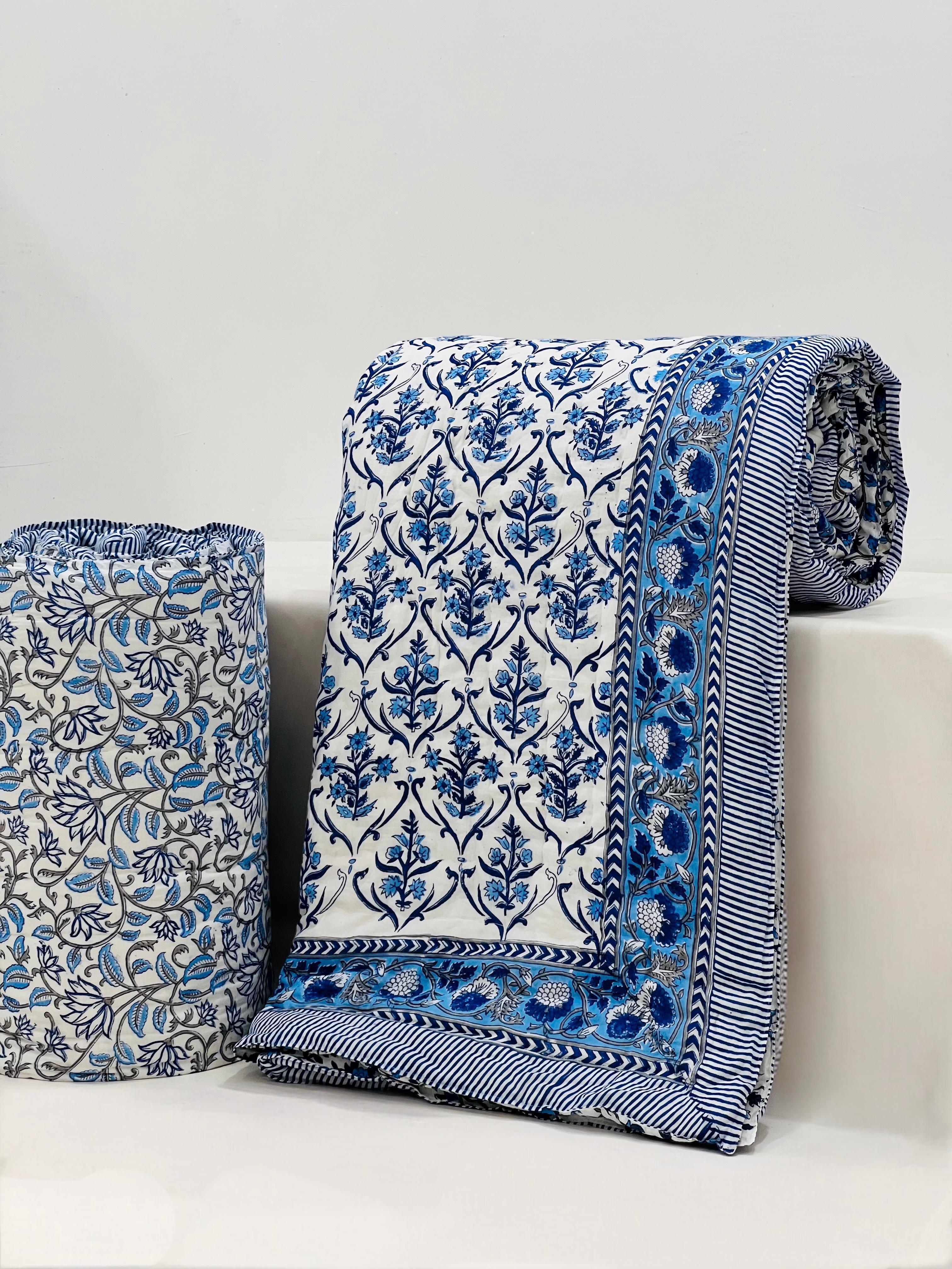 Pure mulmul cotton filled reversible double razai (90x108 inches)