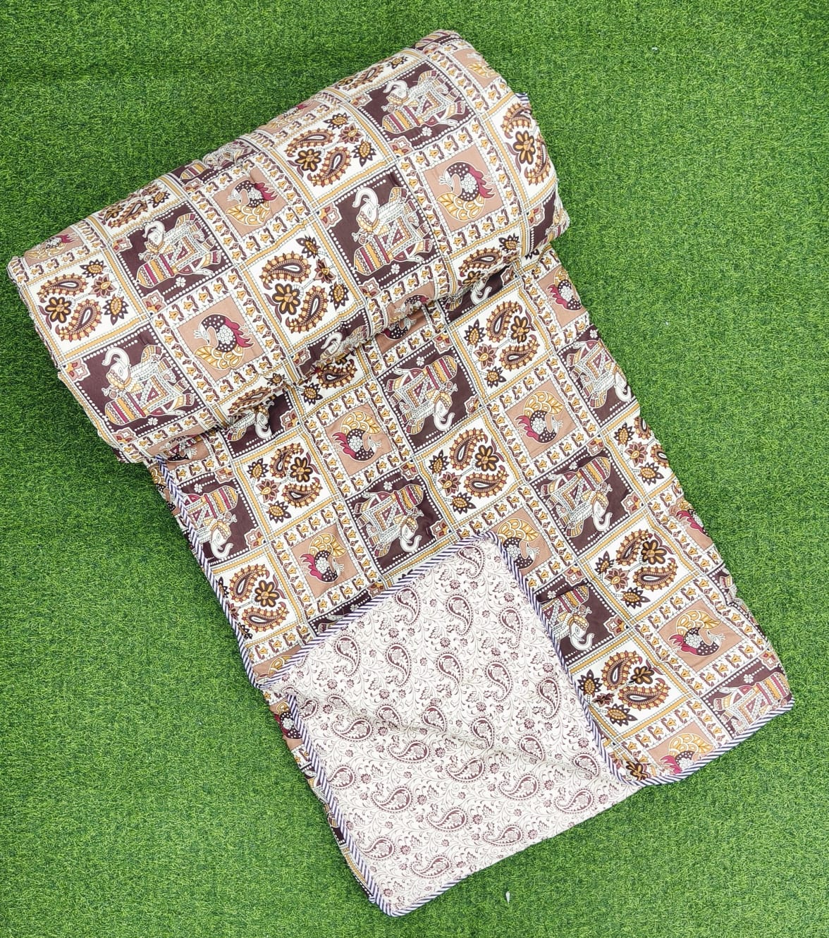 Pure cotton reversible and washable double razai (90x100 inches)