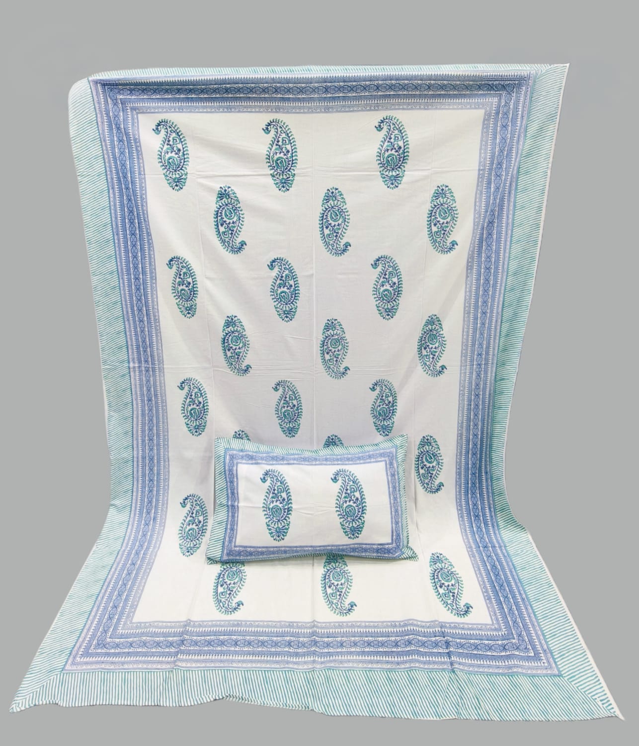 Pure cotton single bedsheet with 1 pillow cover (Size 60x90 inches)