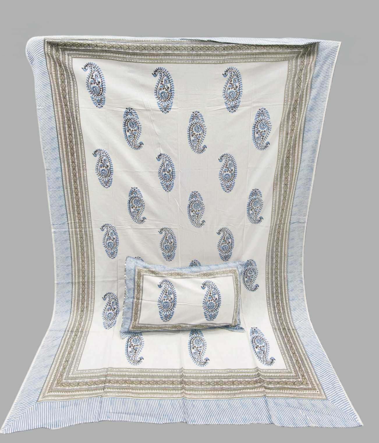 Pure cotton single bedsheet with 1 pillow cover (Size 60x90 inches)