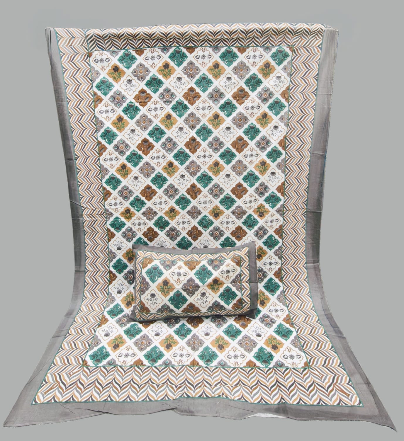 Pure cotton single bedsheet with 1 pillow cover (Size 60x90 inches)