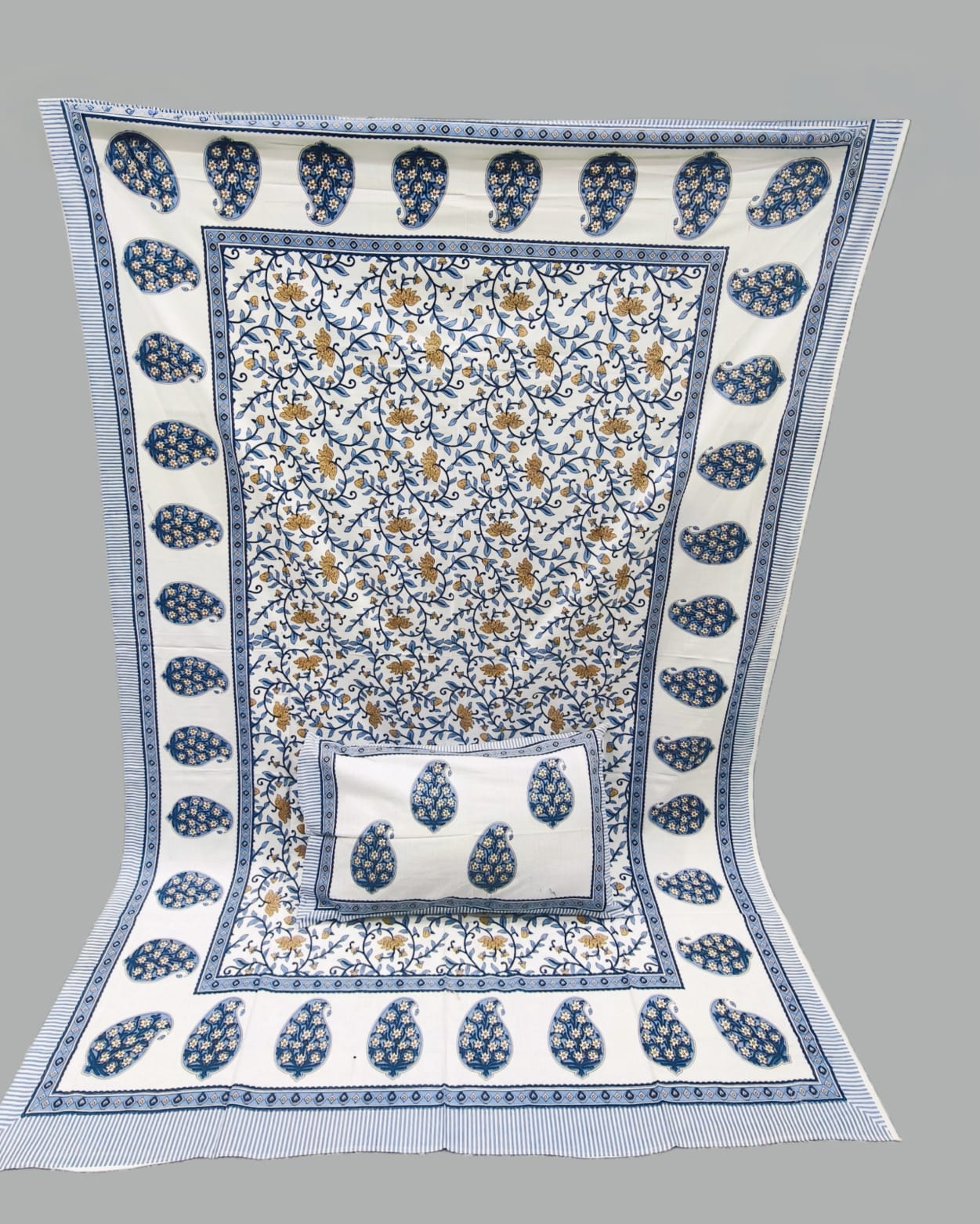 Pure cotton single bedsheet with 1 pillow cover (Size 60x90 inches)