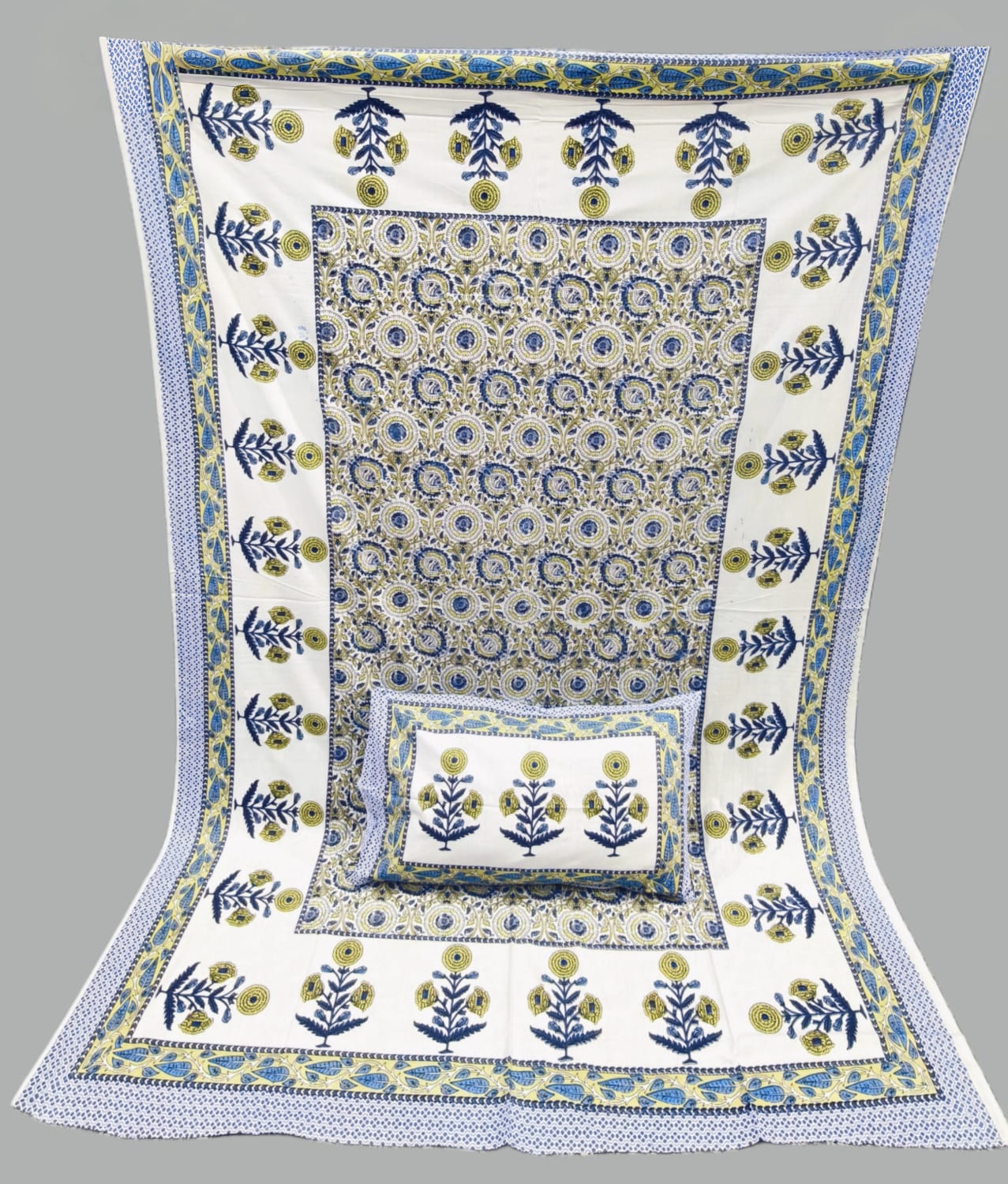 Pure cotton single bedsheet with 1 pillow cover (Size 60x90 inches)