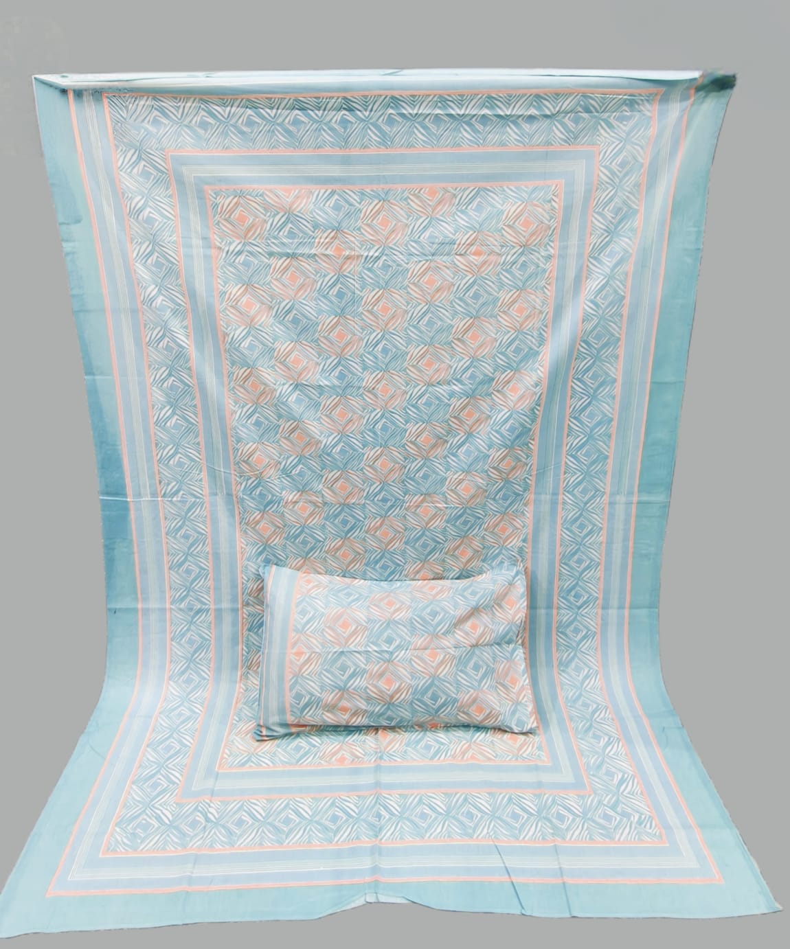 Pure cotton single bedsheet with 1 pillow cover (Size 60x90 inches)