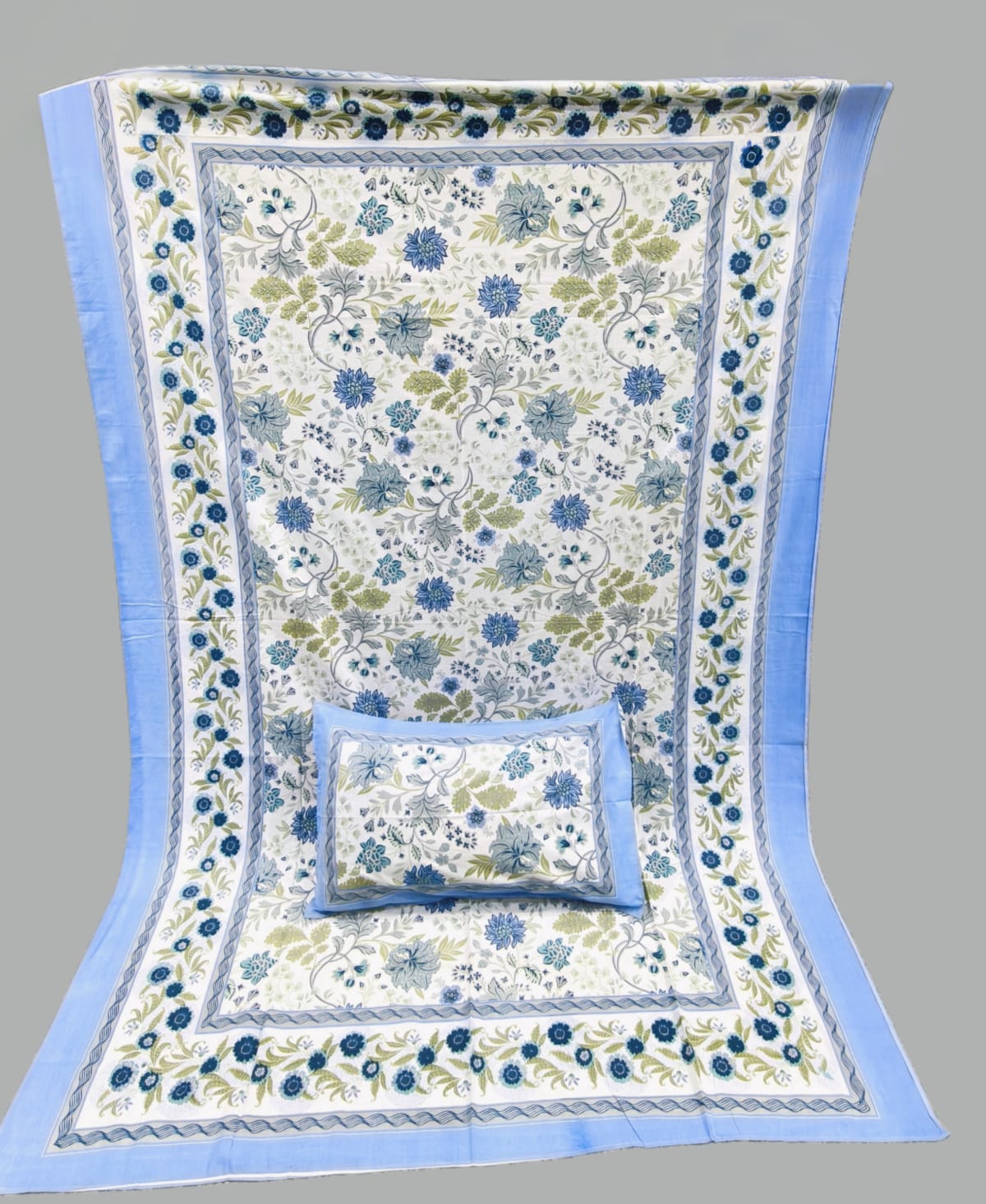 Pure cotton single bedsheets with 1 pillow cover (60x90 inches)