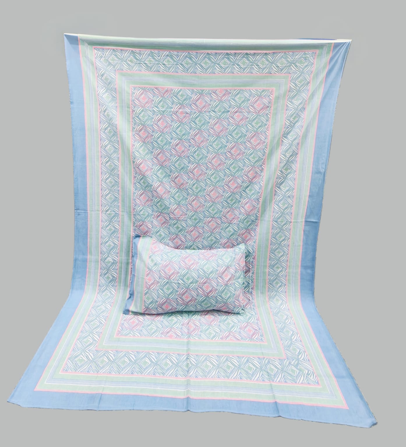 Pure cotton single bedsheet with 1 pillow cover (Size 60x90 inches)