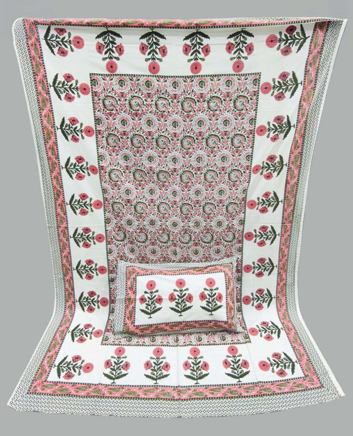 Pure cotton single bedsheet with 1 pillow cover (Size 60x90 inches)