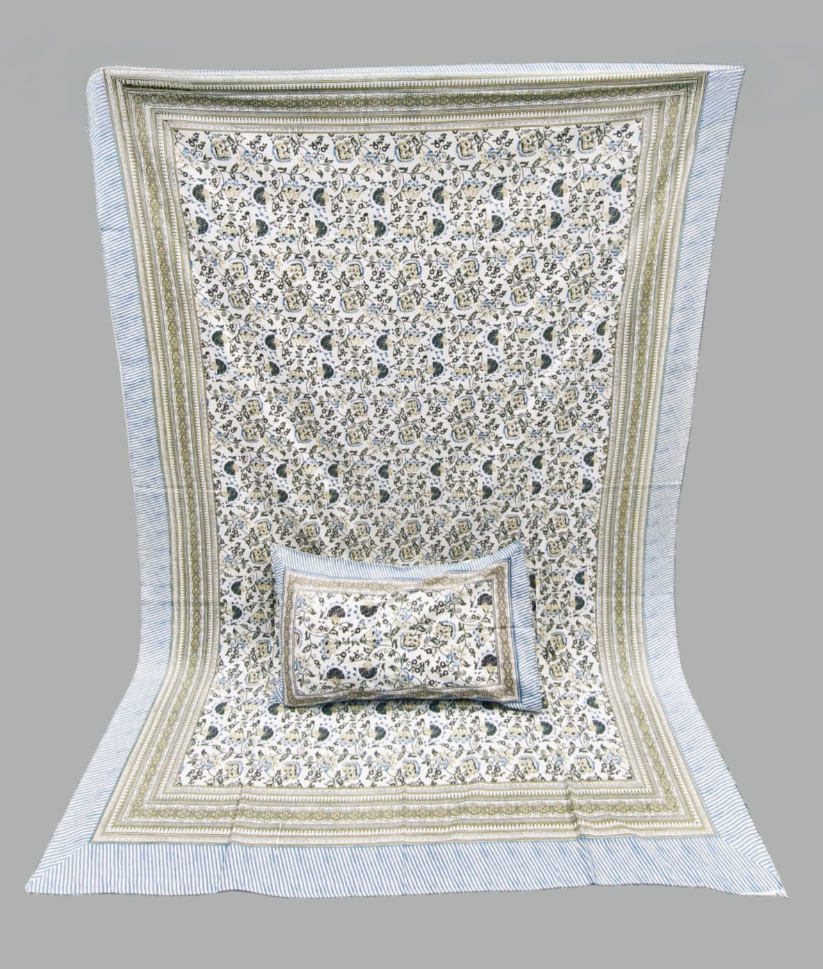 Pure cotton single bedsheet with 1 pillow cover (Size 60x90 inches)