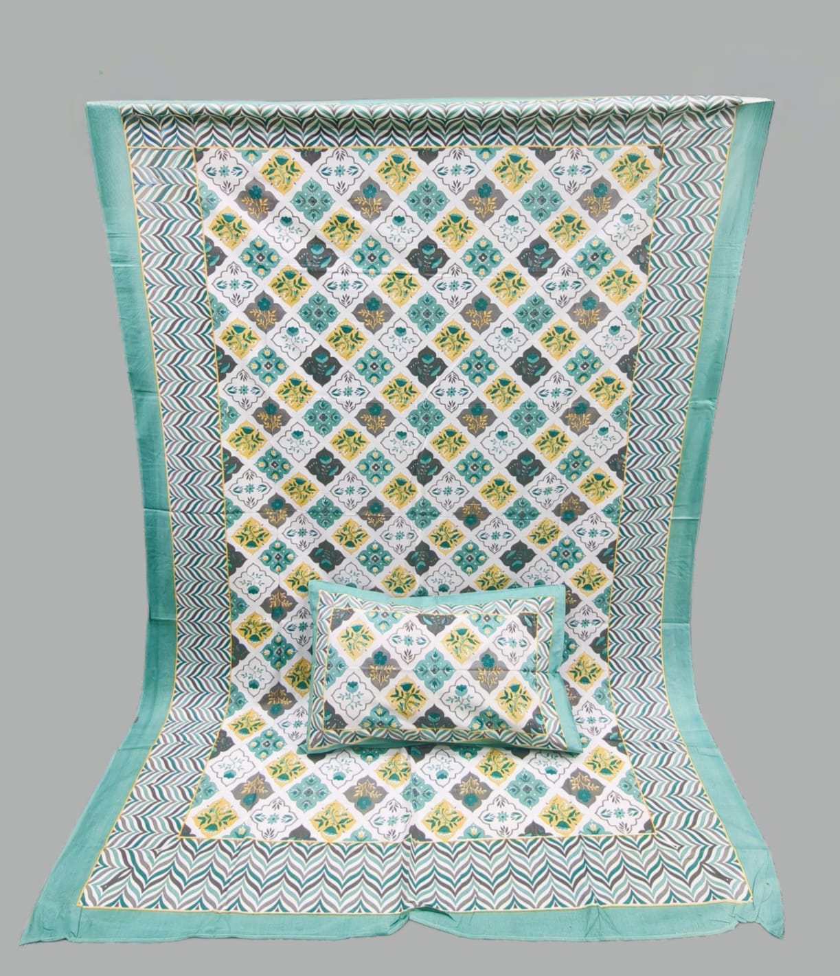 Pure cotton single bedsheet with 1 pillow cover (Size 60x90 inches)